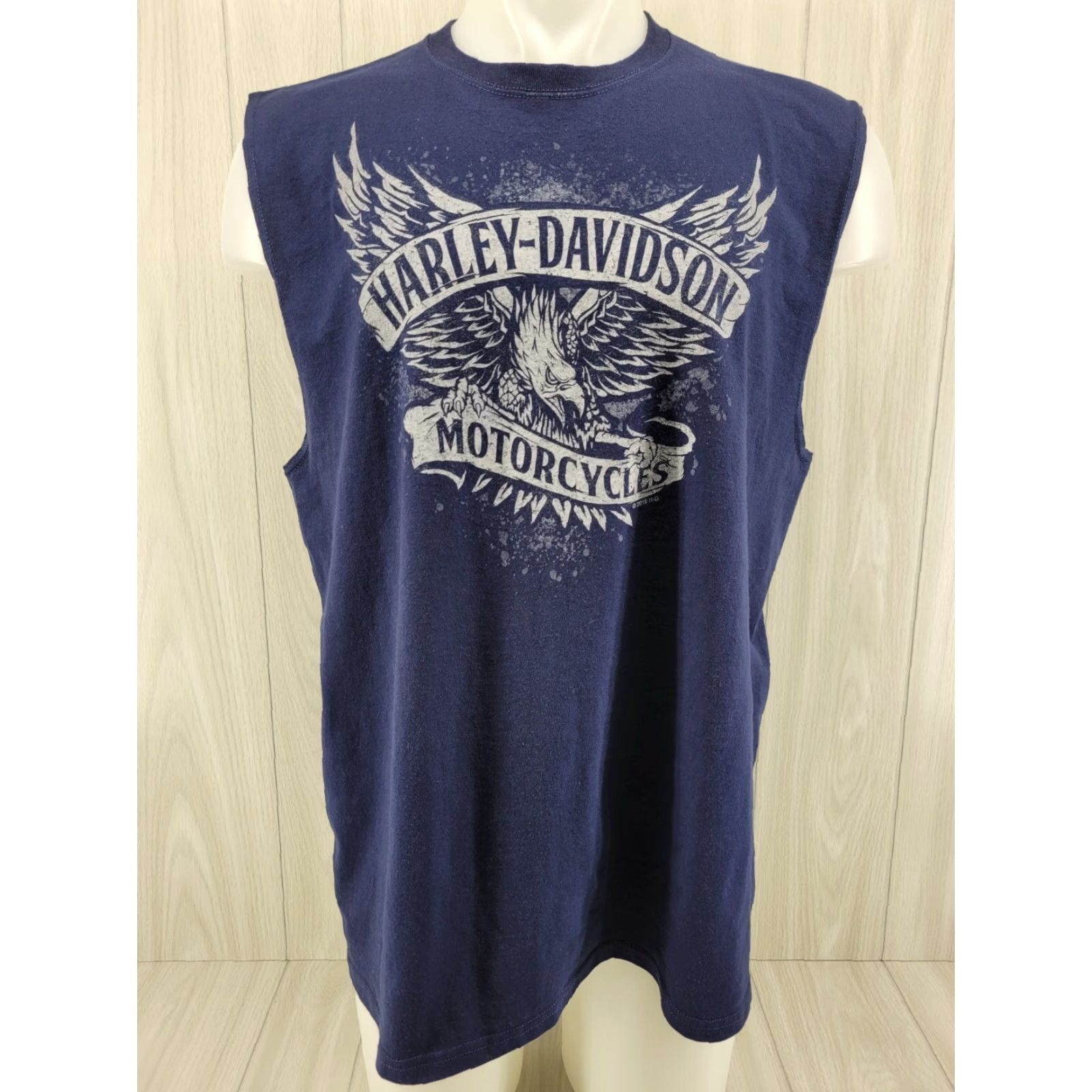 Harley Davidson Harley-Davidson Men T-Shirt Blue Tank Top Graphic Jamestown California XL Shirt Men Regular Size XL Blue Harley-Davidson Logo Graphic Print Size US XL / EU 56 / 4 - 2 Thumbnail