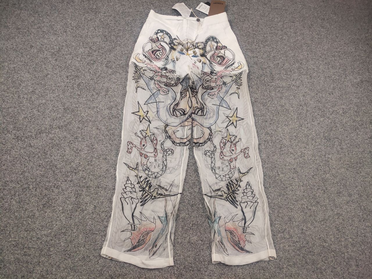 Burberry Rare Burberry By Marine Sketch Print Layered Silk Pants Size US 32 / EU 48 - 4 Thumbnail