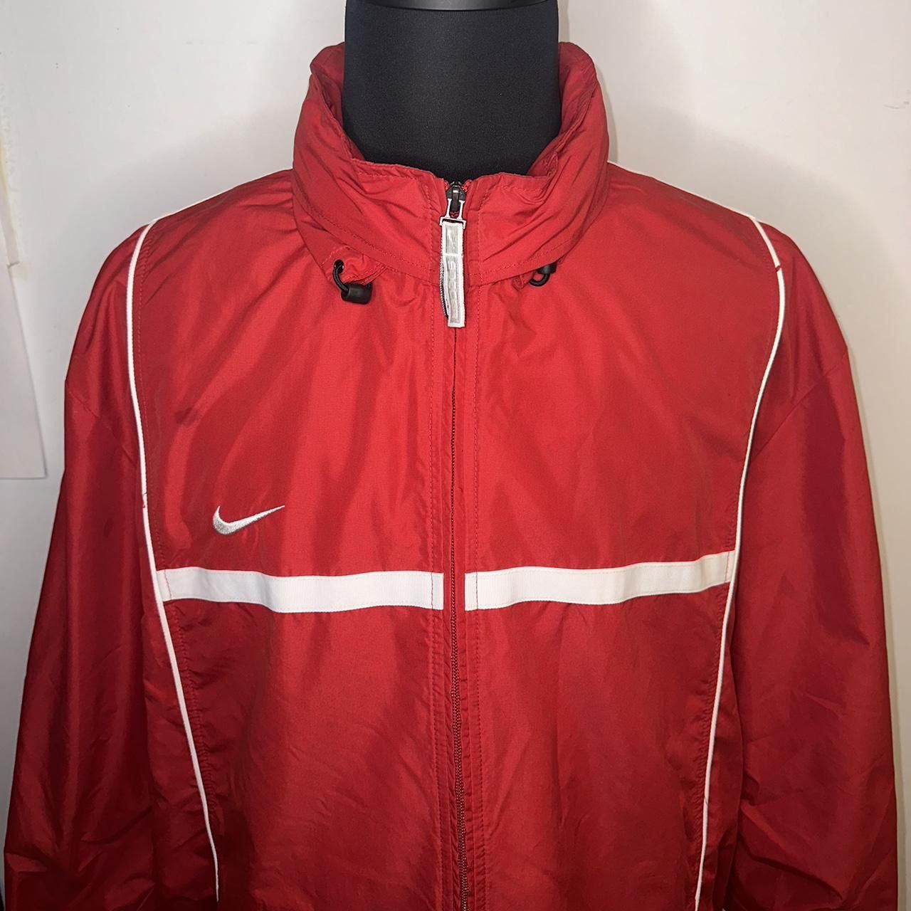 Nike × Vintage Nike Vintage Soccer Red/White Jacket With Hood Size US XL / EU 56 / 4 - 4 Thumbnail