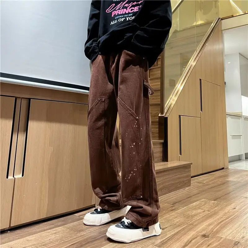Japanese Brand Retro brown loose straight leg wide leg jeans Size US 32 / EU 48 - 5 Thumbnail