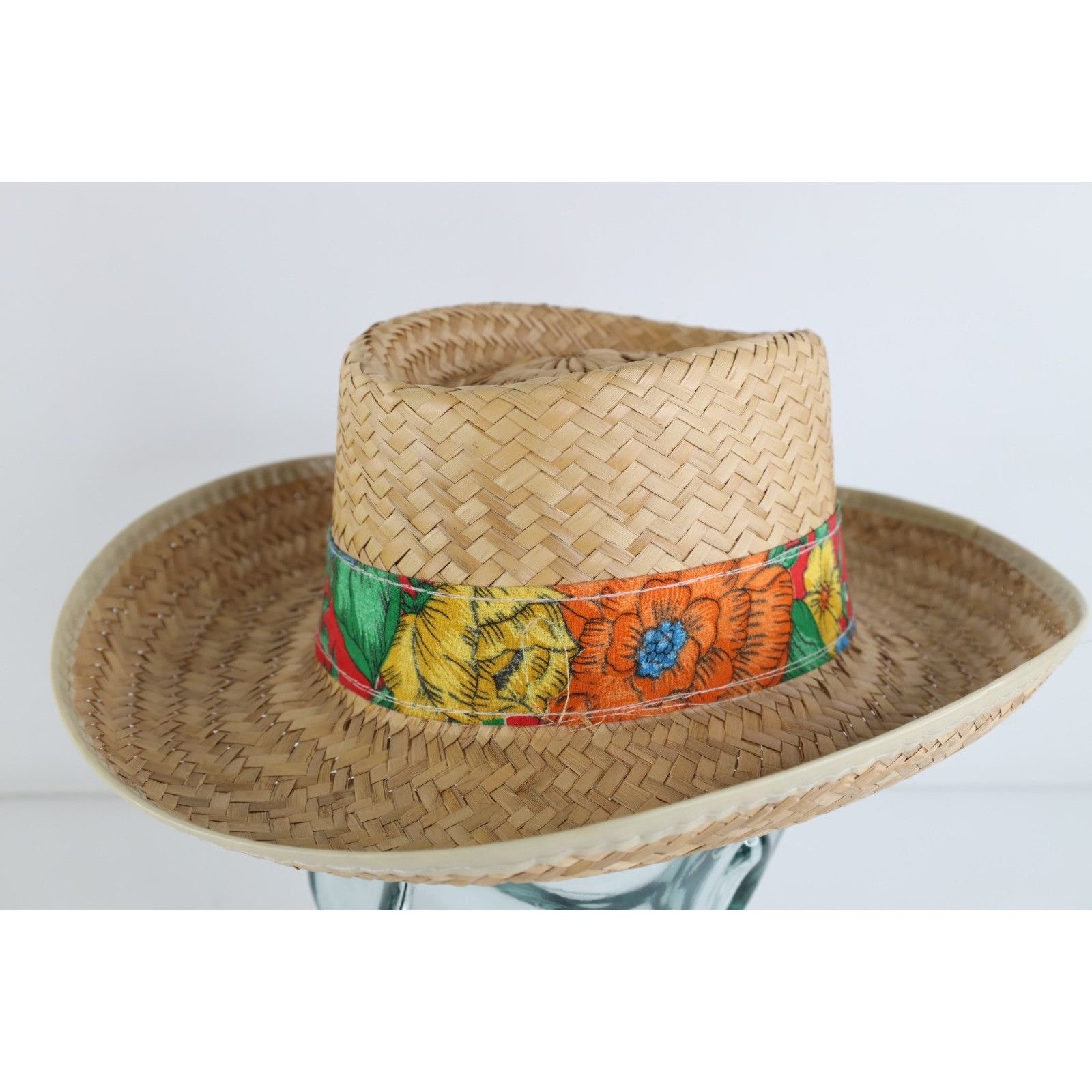 Vintage Vintage 90s Streetwear Floral Flower Band Woven Straw Hat Size ONE SIZE - 1 Thumbnail