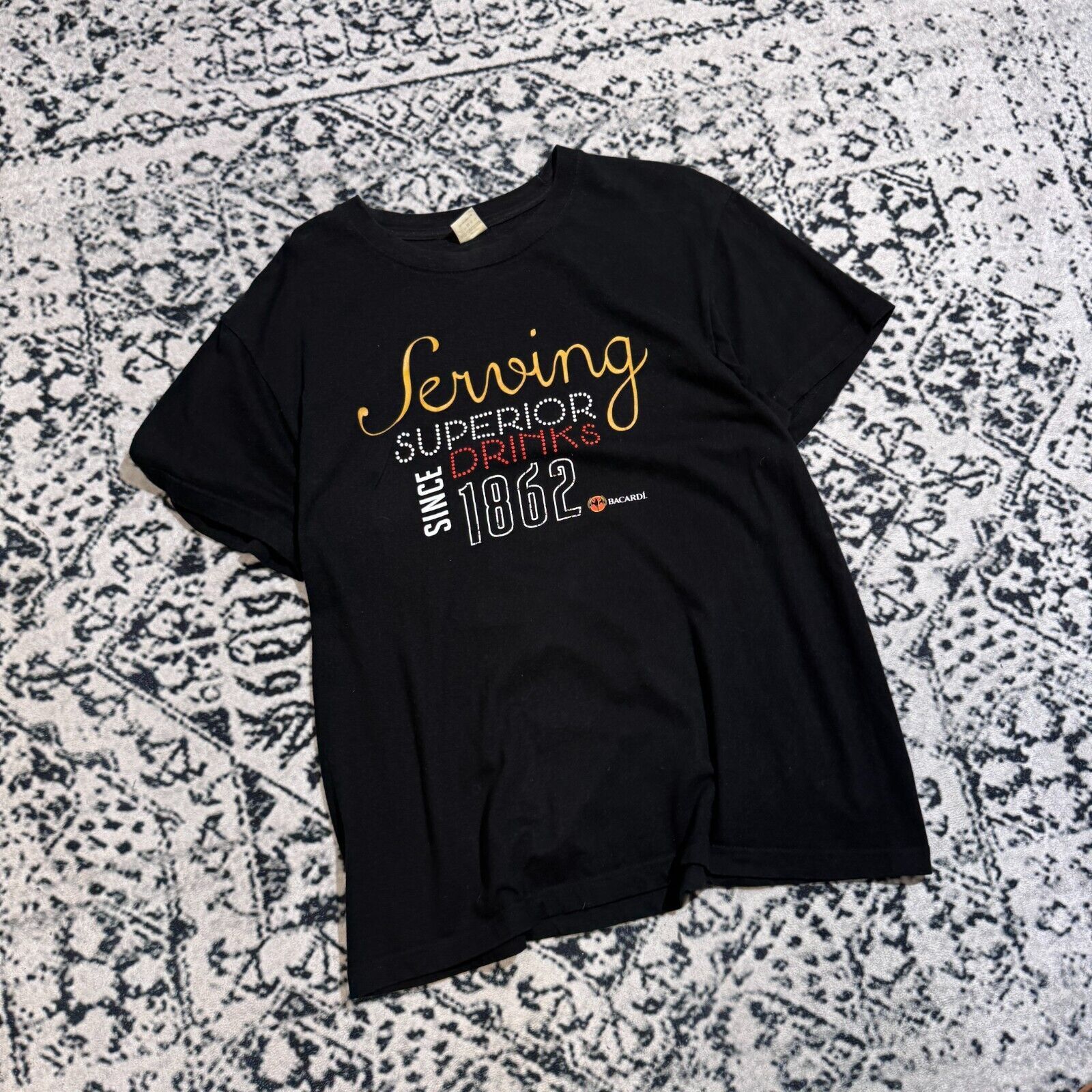 Vintage Vintage Bacardi Unisex Black Cotton T-Shirt Size L Y2K 90s Size US L / EU 52-54 / 3 - 3 Thumbnail