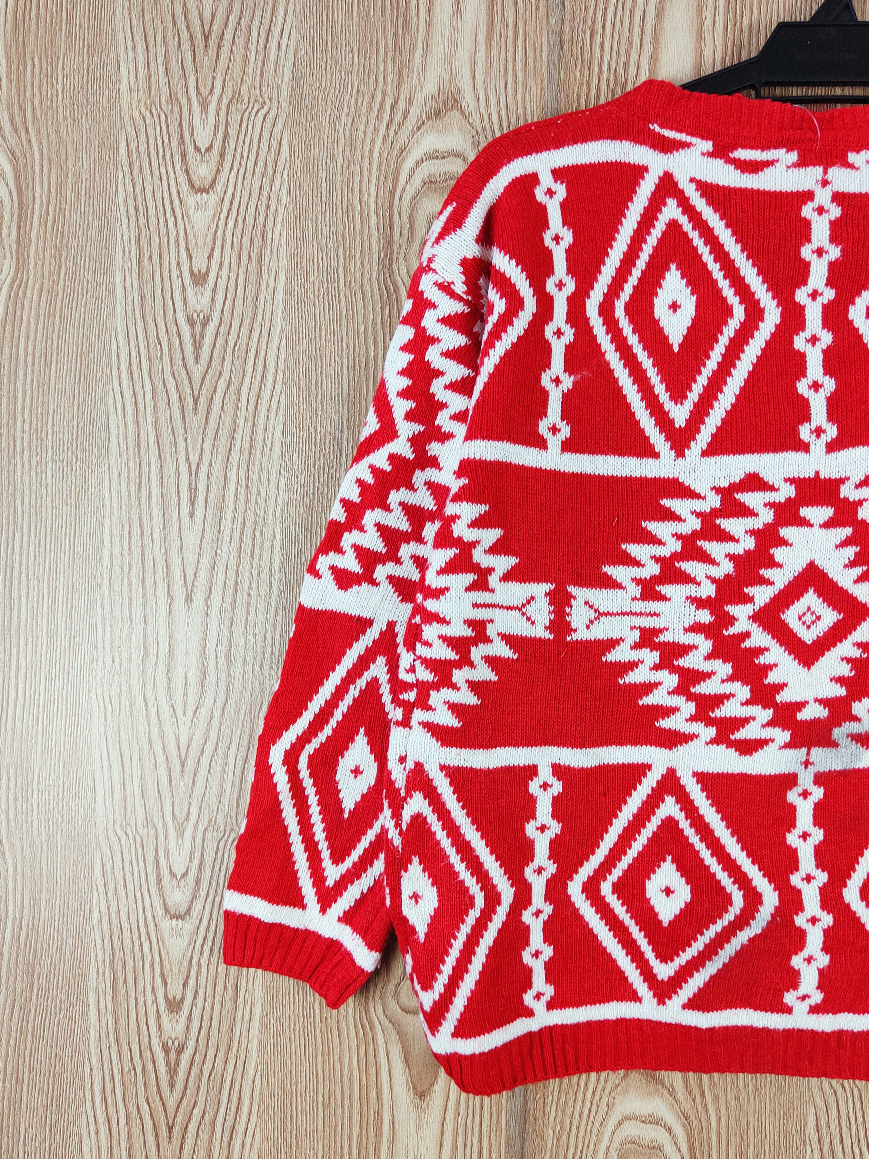 Japanese Brand Japan navajo art Red White Knitwear Sweatshirts #W554 Size US S / EU 44-46 / 1 - 8 Thumbnail