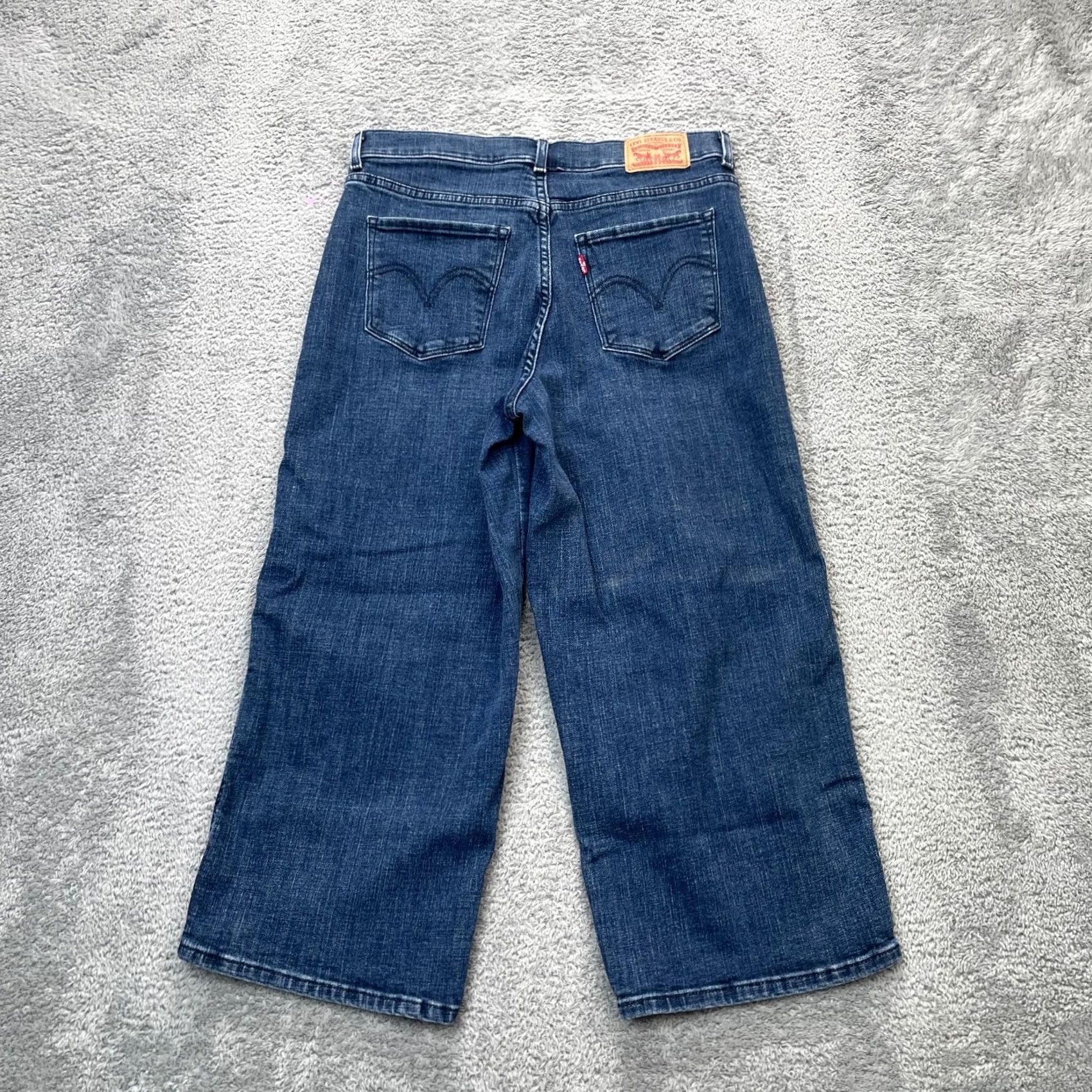 Levi's Levis Jeans Womens 6 Blue Cropped Wide-Leg Whiskered Denim Logo High Rise Cotton Jeans Size 28" / US 6 / IT 42 - 2 Thumbnail