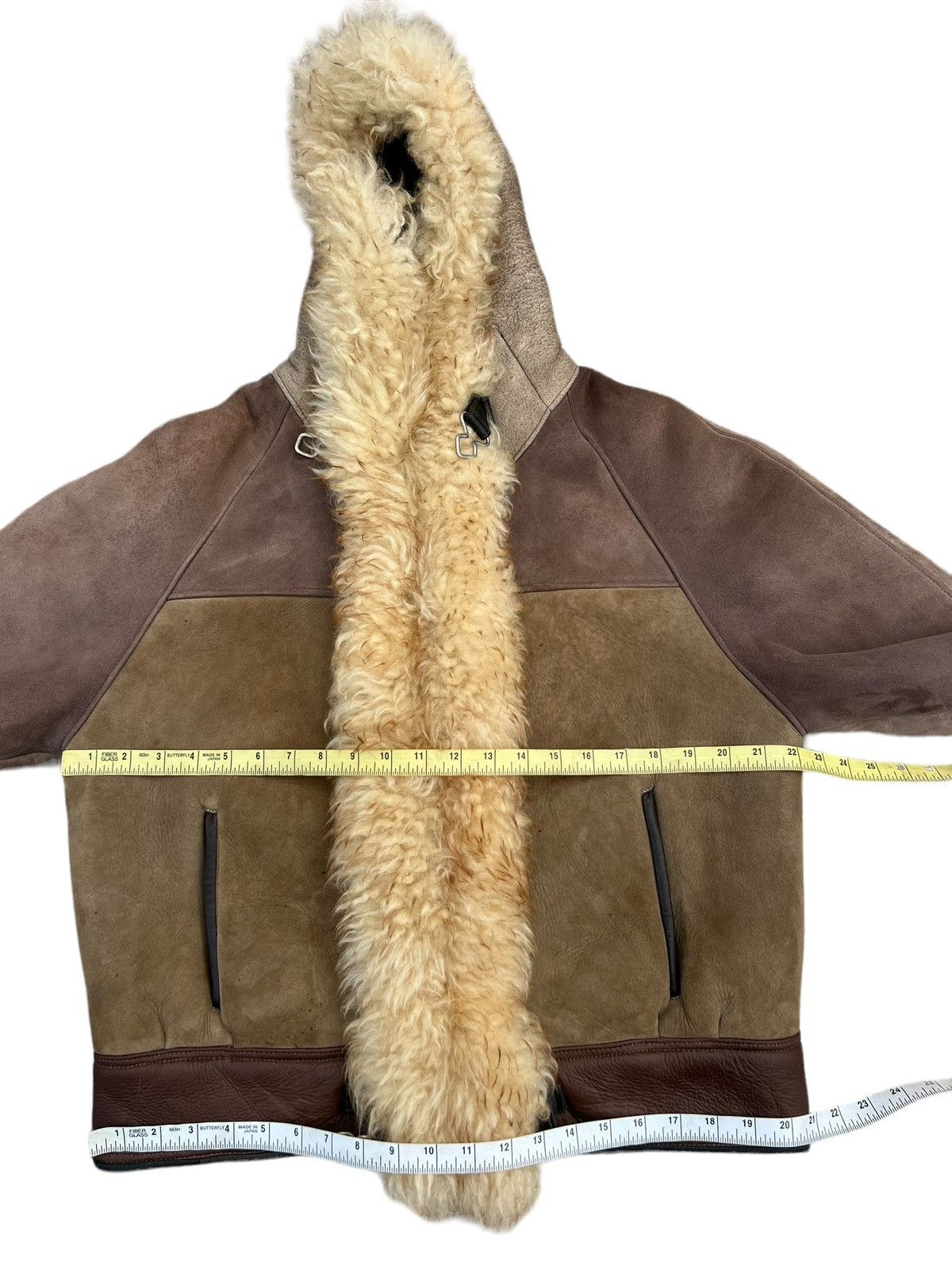 Vintage RARE! VTG Sheepskin Shearling Patina Leather Hoodie Jacket Size US S / EU 44-46 / 1 - 2 Thumbnail