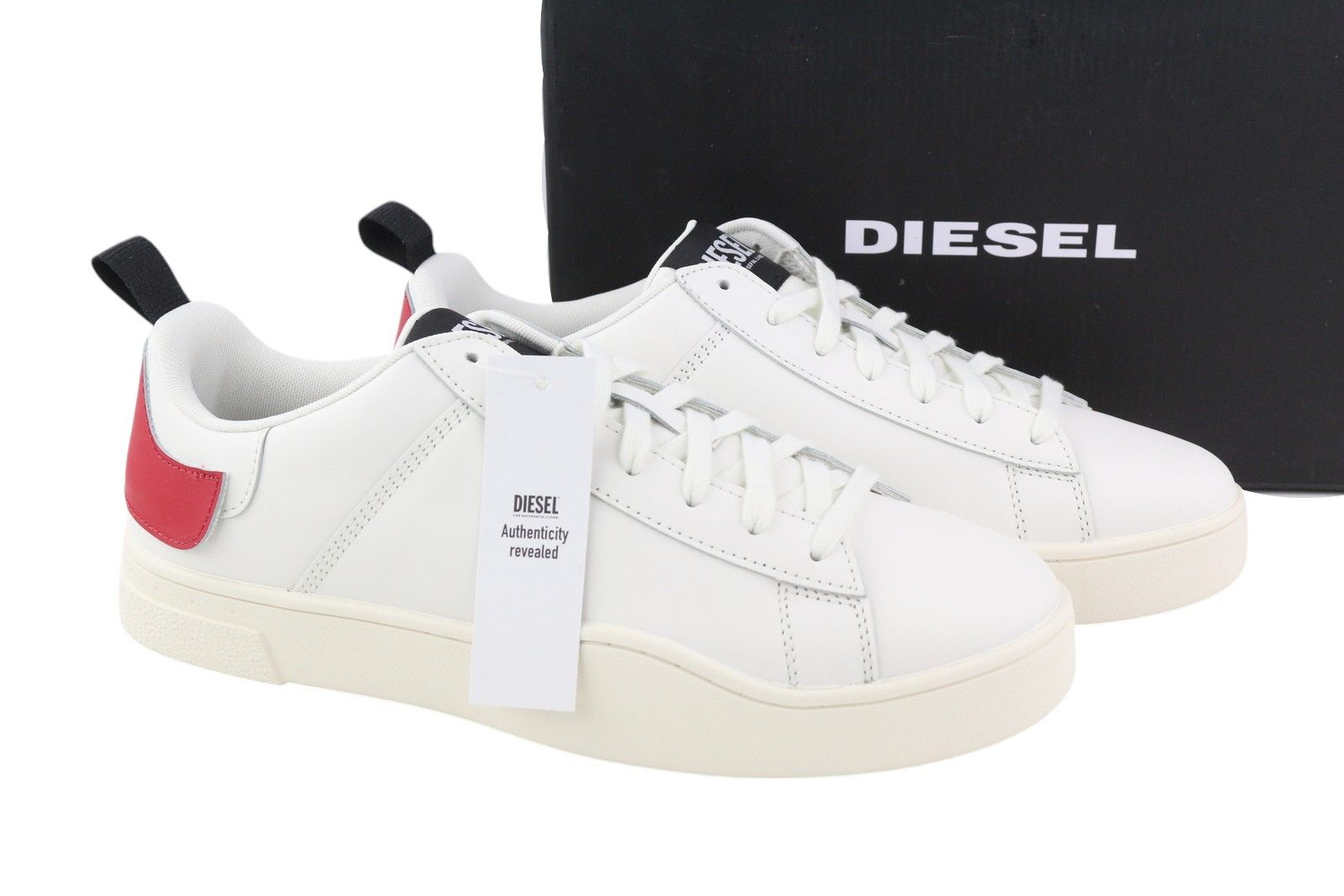 Diesel S-Clever Low Lace Eu44.5 White Red Leather 41559 Shoes, Men's (Size 11.5)