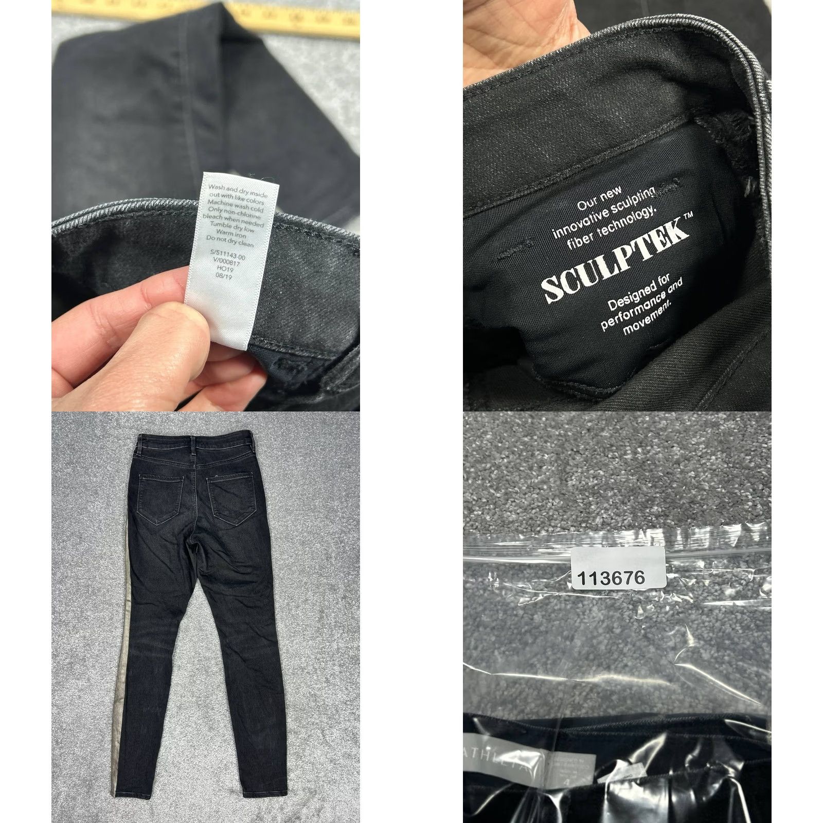 Athleta Athleta Sculptek Jeans Womens 4 Black Denim High Rise Skinny Leg 32x29 Jeans Women Black 4 Athleta Sculptek Skinny High Rise Denim Jeans Size 27" / US 4 / IT 40 - 8 Thumbnail