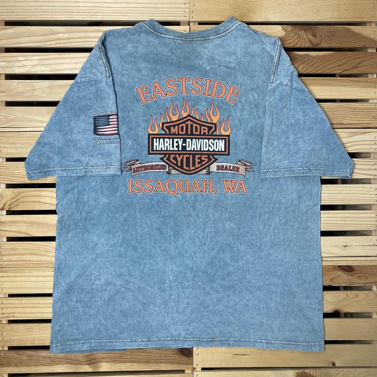 Harley Davidson Vintage Harley Davidson WA Blue Thrashed Biker Tee Size XL Size US XL / EU 56 / 4 - 2 Thumbnail