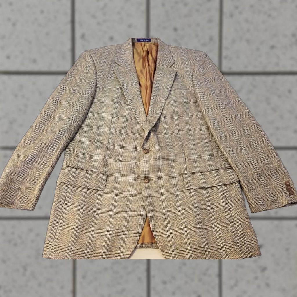 Vintage Alan Flusser Mens Blazer 44L Silk Wool Jacket Khaki Size 44R - 1 Thumbnail