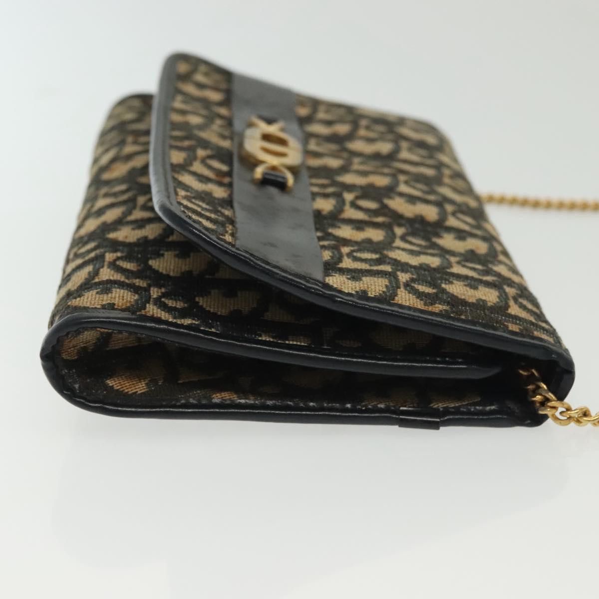 Dior DIOR Trotter Canvas Chain Shoulder Bag Navy Gold Size ONE SIZE - 4 Thumbnail