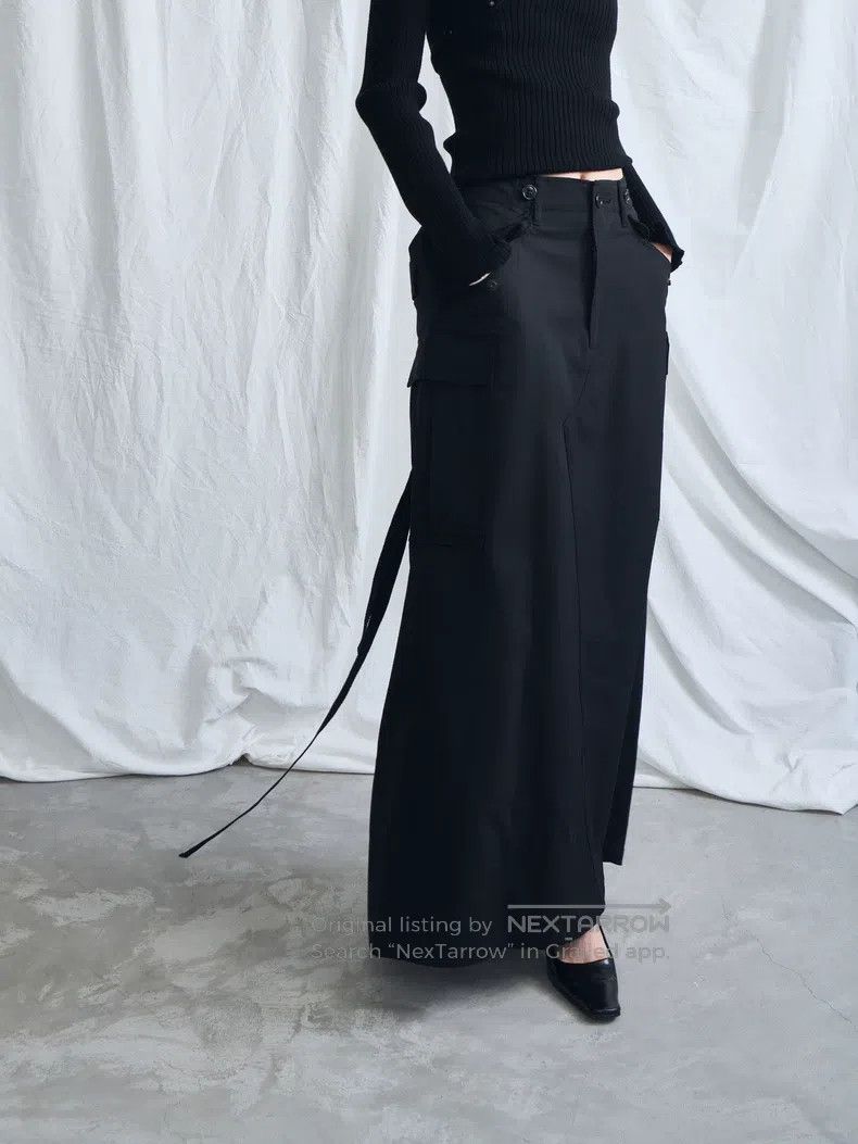 Junya Watanabe Junya Watanabe size S Black structured utility long skirt Size 23" - 1 Thumbnail