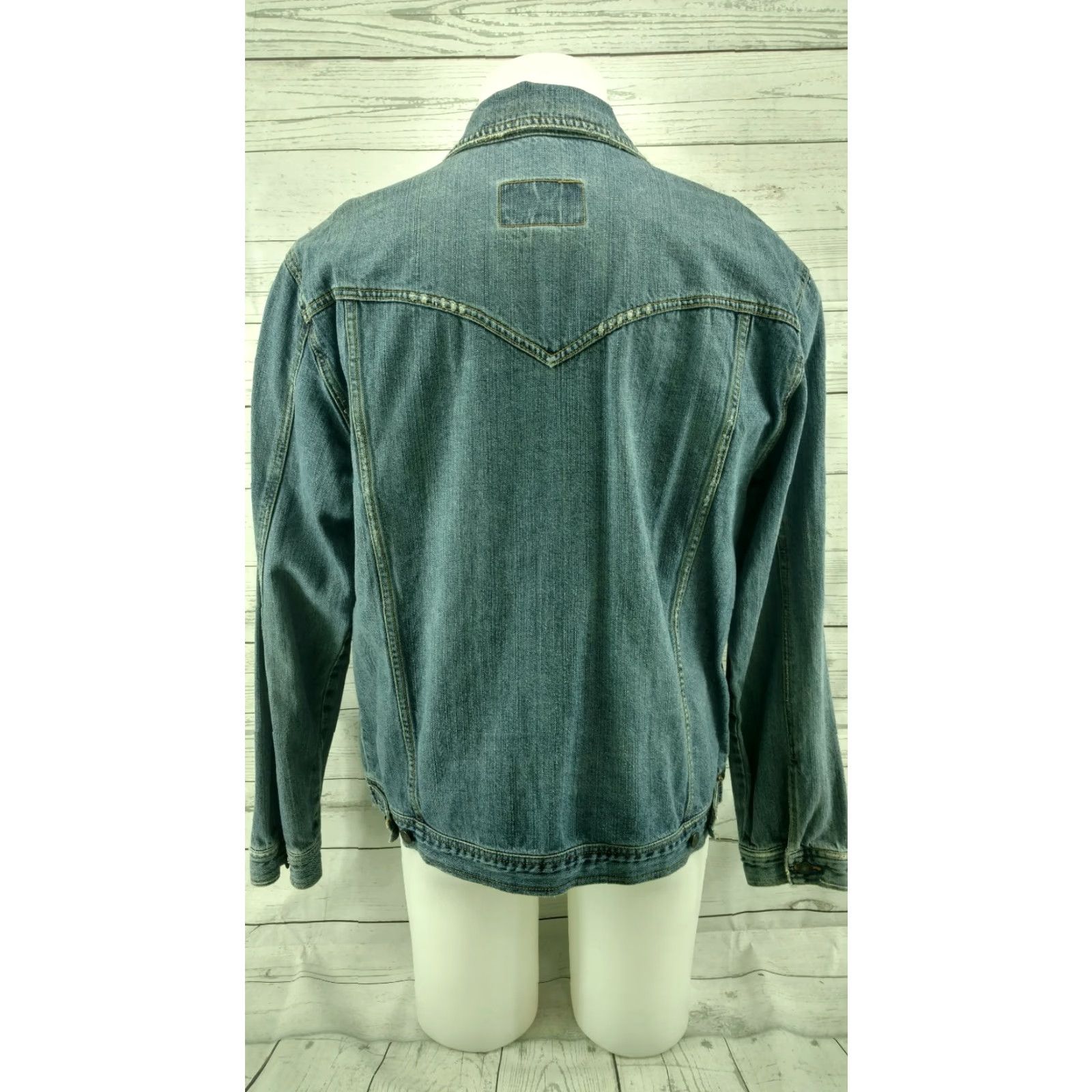 Vintage Aéropostale Denim Jean Jacket Mens Distressed Large Denim Jean Jacket Mens L Blue 90s Event Size US 33 - 7 Thumbnail