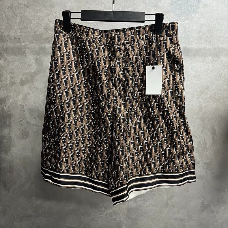 Dior The latest brown silk logo full print twill casual shorts Size US 30 / EU 46 - 1 Thumbnail