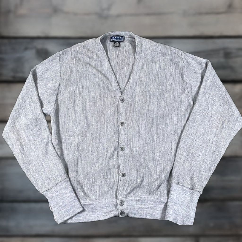 Jantzen VINTAGE Jantzen Cardigan Sweater Adult Large Gray Lightweight Knit 80s 90s Mens Size US L / EU 52-54 / 3 - 1 Thumbnail