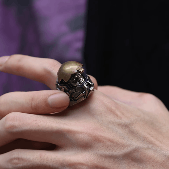 Jewelry Cyberpunk Jewelry Rings Open Size Chrome Ring (Size 7-13) Size ONE SIZE - 4 Thumbnail