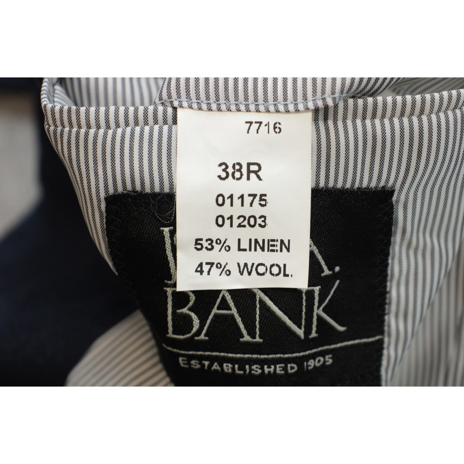 Jos. A. Bank Jos A Bank Blazer Mens 38R Blue Linen Wool Lined 2 Buttons Size 38R - 6 Thumbnail