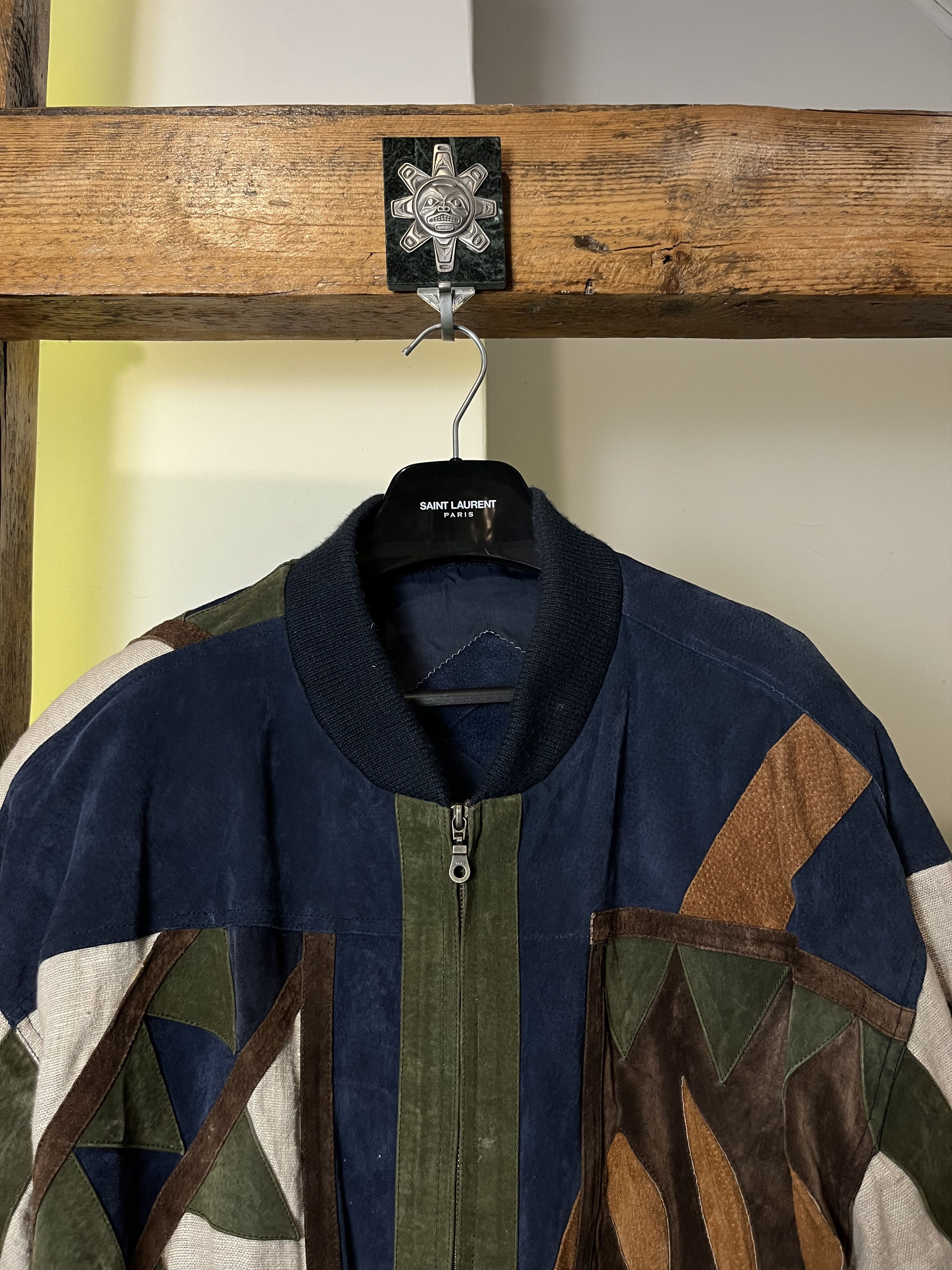 Japanese Brand Vintage 90s Aztec Leather Linen Cowboy Jacket Size US L / EU 52-54 / 3 - 3 Thumbnail