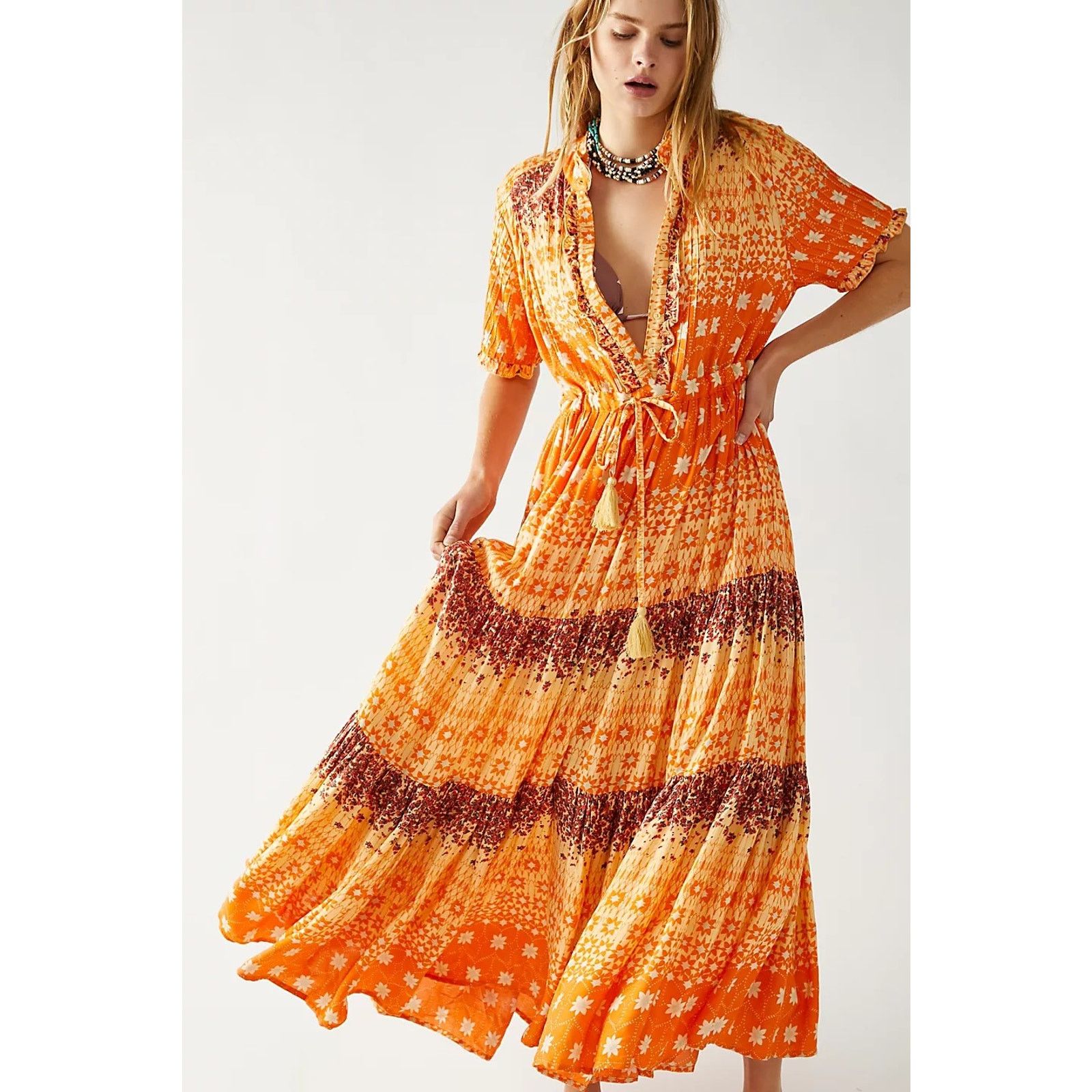 Free People New Free People Rare Feelings Tiered Maxi Dress $148 XS Size XS / US 0-2 / IT 36-38 - 2 Thumbnail
