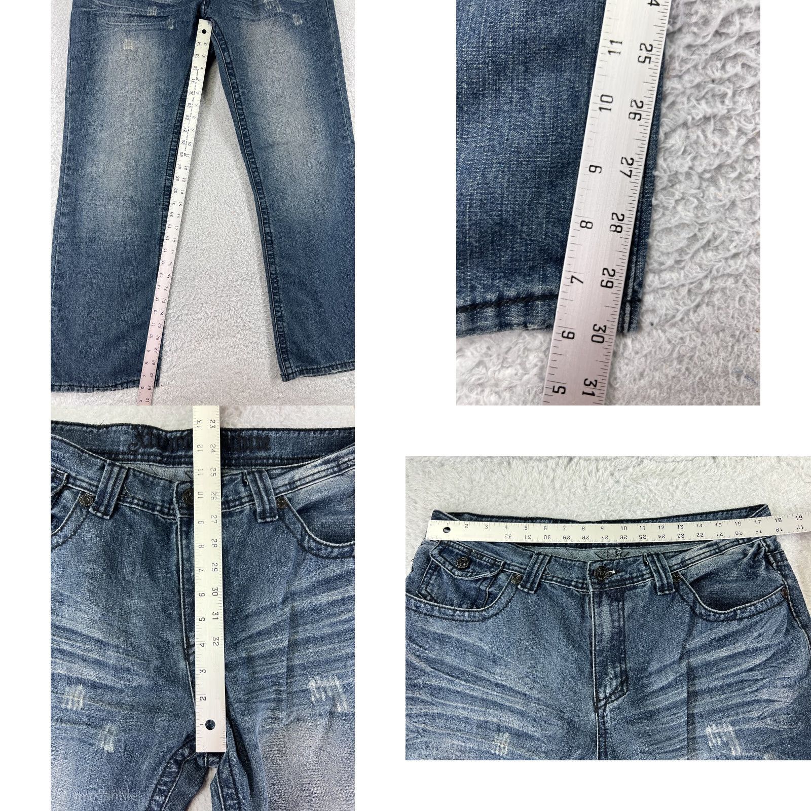 Vintage Xtreme Couture Jeans Womens 36 Blue Denim Bootcut Distressed Embroidered 5-Pocket Regular Inseam 30 Size 25" / US 0 / IT 36 - 9 Thumbnail