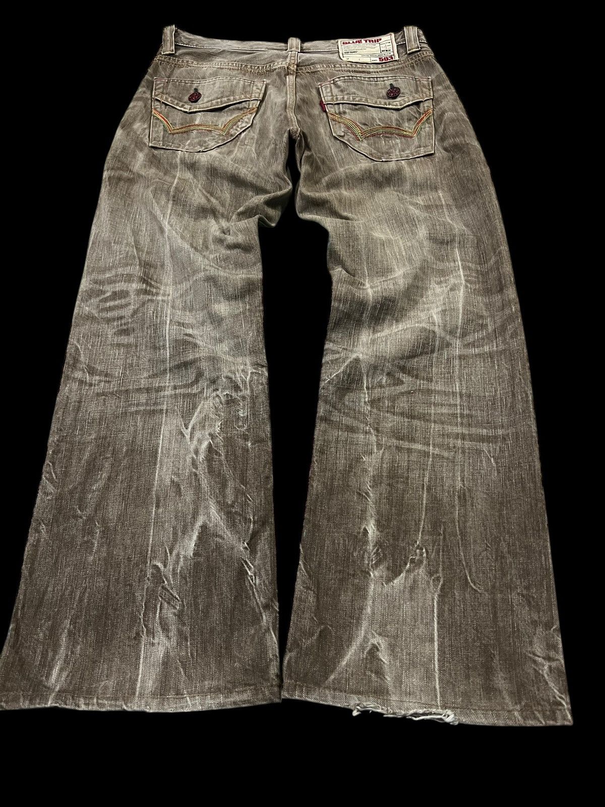 Edwin 💥FLARE💥VINTAGE EDWIN 503 BLUE TRIP FADED DENIM VERY RARE Size US 33 - 2 Thumbnail