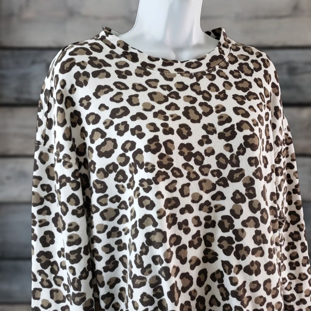 MONROW Monrow Sweatshirt Womens Pullover Cotton Animal Print Size M Brown White Long Sleeve Size M / US 6-8 / IT 42-44 - 1 Thumbnail