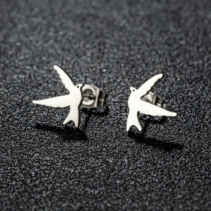 Jewelry Swallow Bird Mini Stud Earrings Charm Earring Gift Size ONE SIZE - 1 Preview