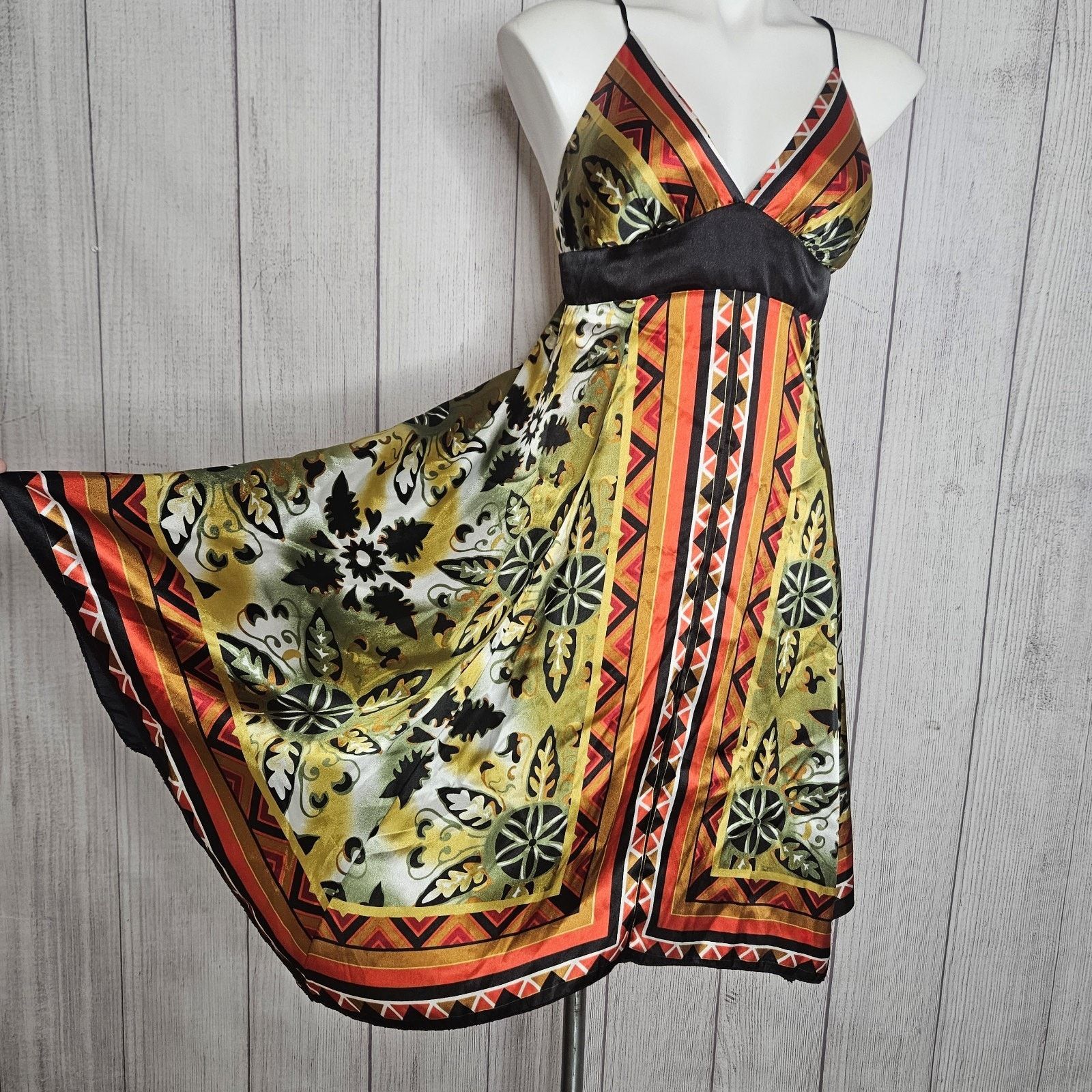 Vintage VTG Y2K Rubber Ducky Production Boho Hippie Scarf Midi Dress Size M / US 6-8 / IT 42-44 - 1 Thumbnail