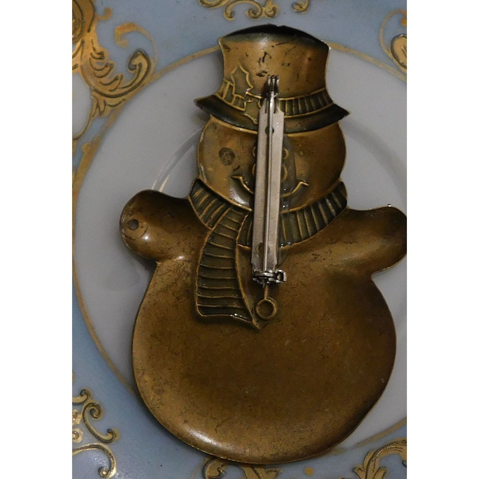 Other Vintage Gold Tone Metal Snowman Brooch Size ONE SIZE - 4 Thumbnail