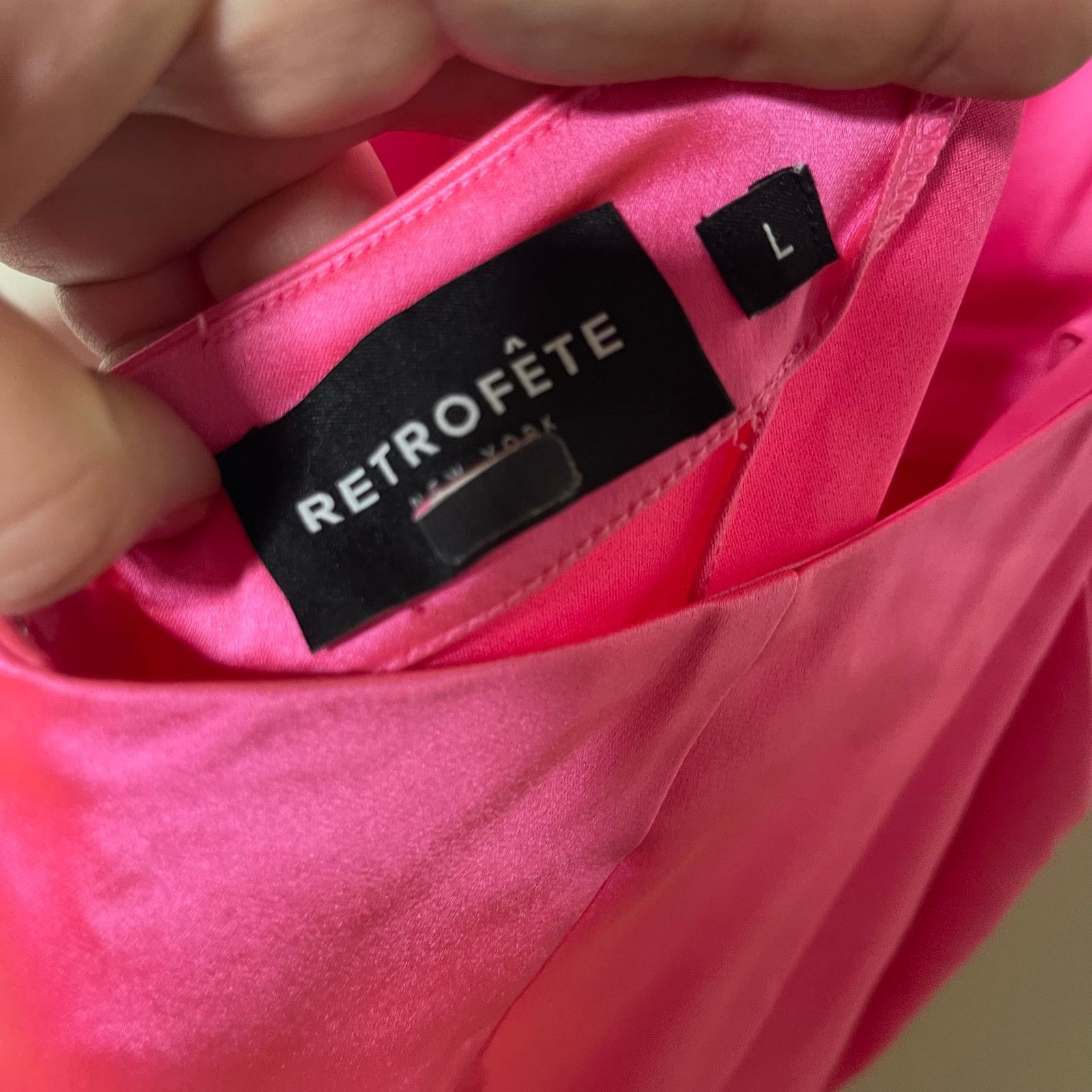 Retrofete Retrofete Rosa Maxi slip Dress Hyper Pink side seam split L Size L / US 10 / IT 46 - 3 Thumbnail