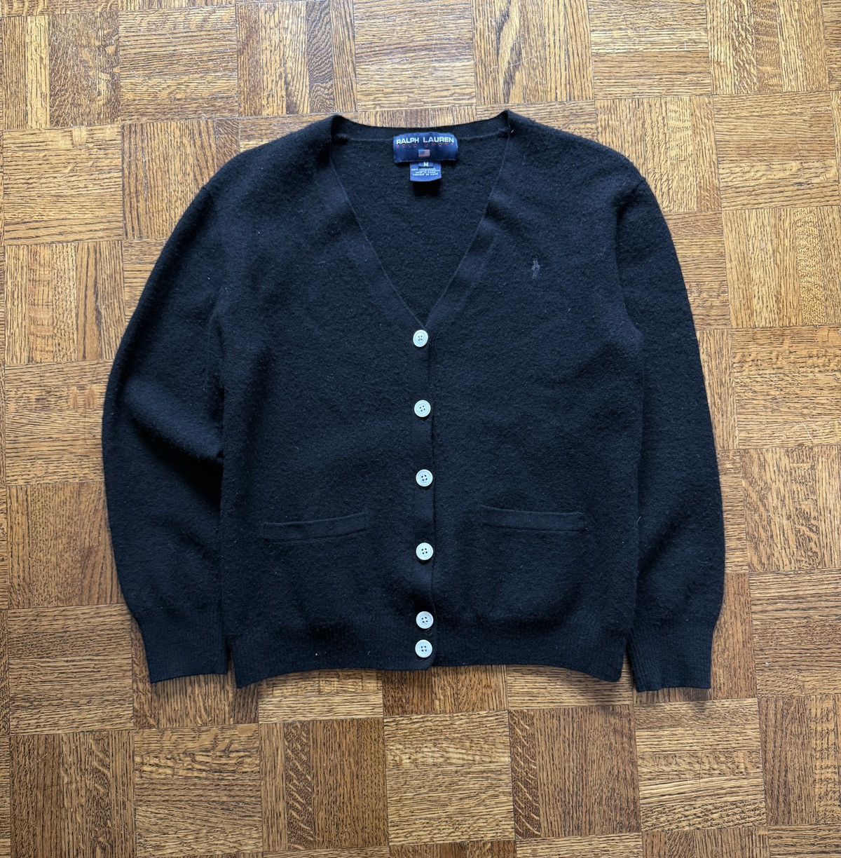 Polo Ralph Lauren Vintage Polo Sport Black Tonal Cardigan Wool Sweater Size M / US 6-8 / IT 42-44 - 1 Thumbnail
