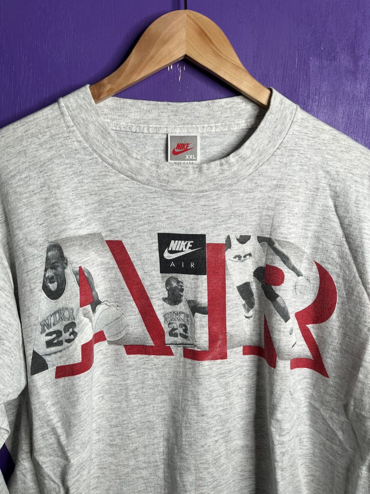 Nike × Vintage Vintage 90s Nike air jordan logo long-sleeve Size US XL / EU 56 / 4 - 3 Thumbnail
