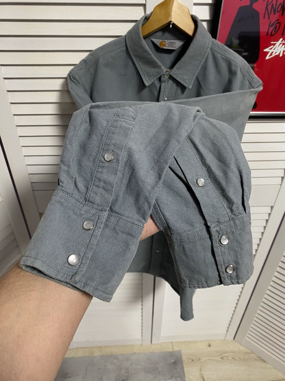 Carhartt × Vintage Vintage Shirt Tee Button Up Carhartt Overshirt Leather Logo Size US M / EU 48-50 / 2 - 5 Thumbnail