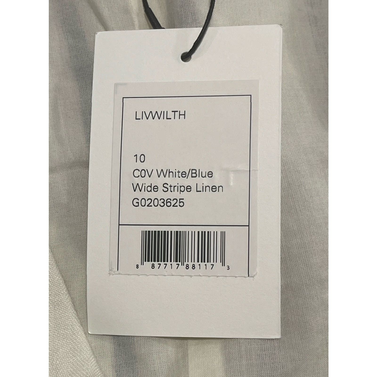 Theory Theory Dress Womens Size 10 White and Blue Linen Striped Wrap Sleeveless Knee-Length NWT Size L / US 10 / IT 46 - 7 Thumbnail