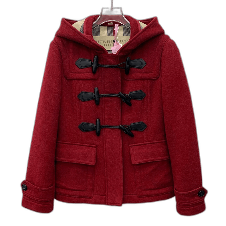 Burberry Burberry Red Wool Hooded Short Coat Size US S / EU 44-46 / 1 - 1 Thumbnail
