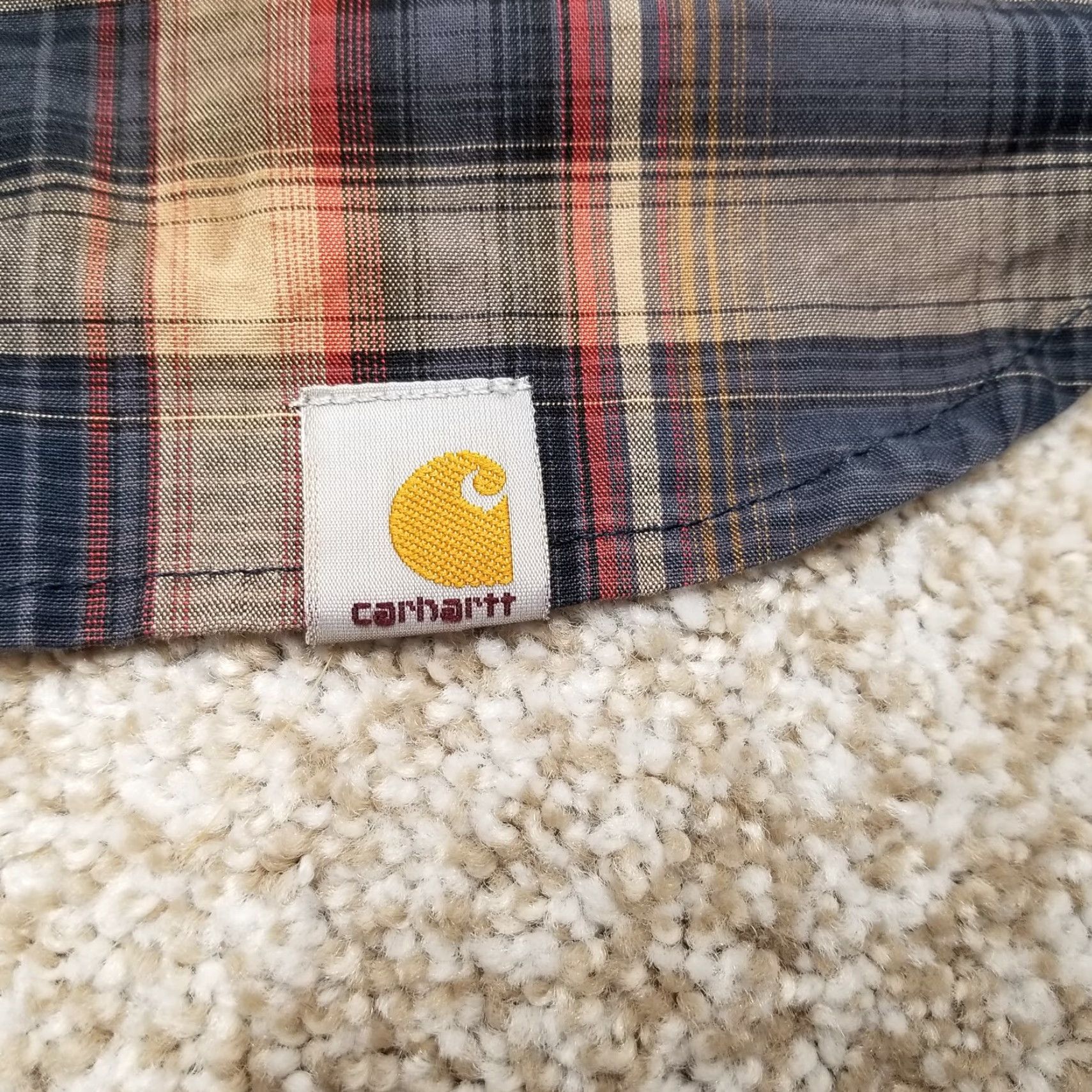 Carhartt Carhartt Shirt Mens M Grey Tan Red Plaid Button-Down Outdoor Casual Long Sleeve Cotton Button-Up Shirt Mens Size US M / EU 48-50 / 2 - 3 Thumbnail