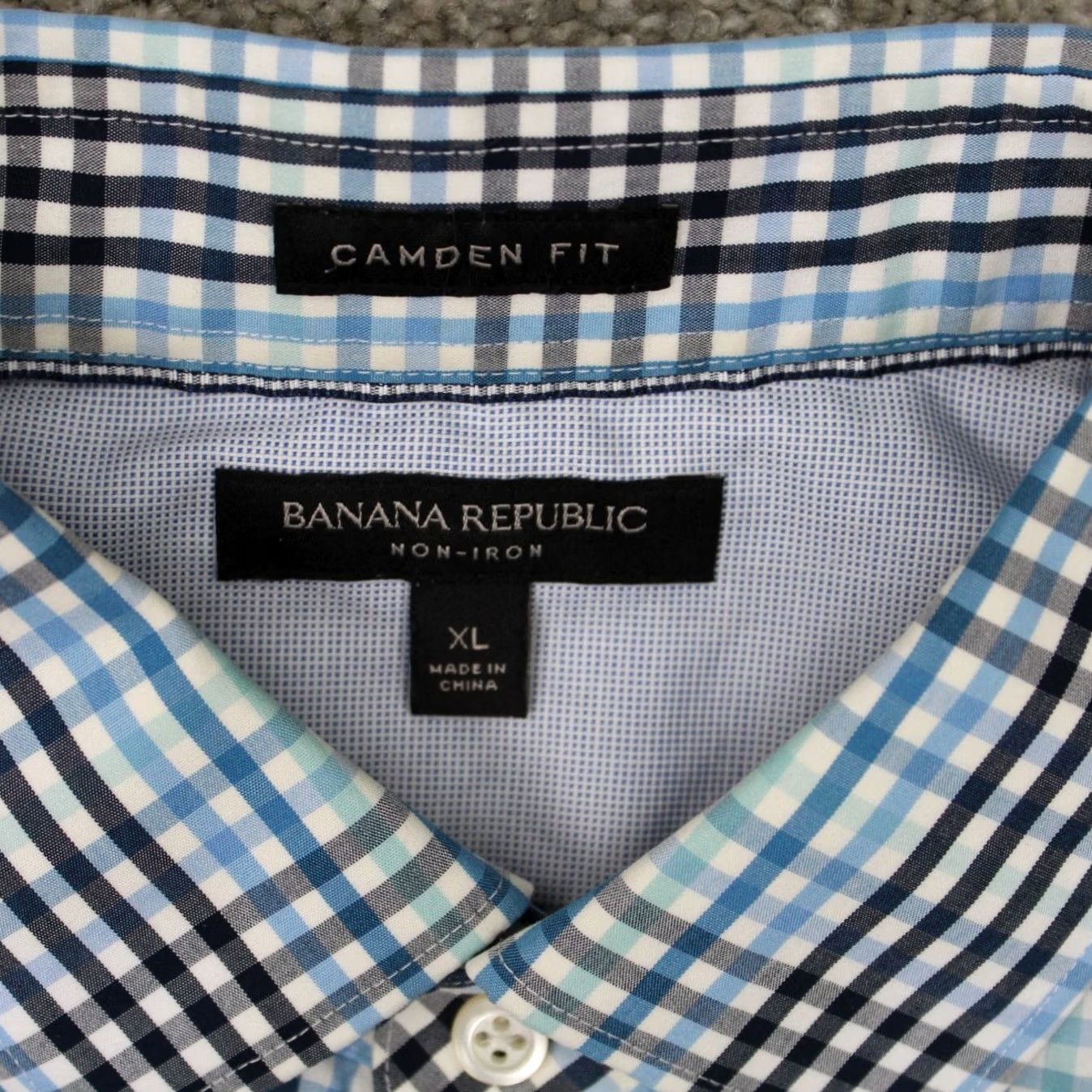 Banana Republic Banana Republic Shirt Mens XL Blue Camden Fit Non-Iron Cotton Long Sleeve Button Up Shirt-Blue White Plaid Size US XL / EU 56 / 4 - 6 Thumbnail
