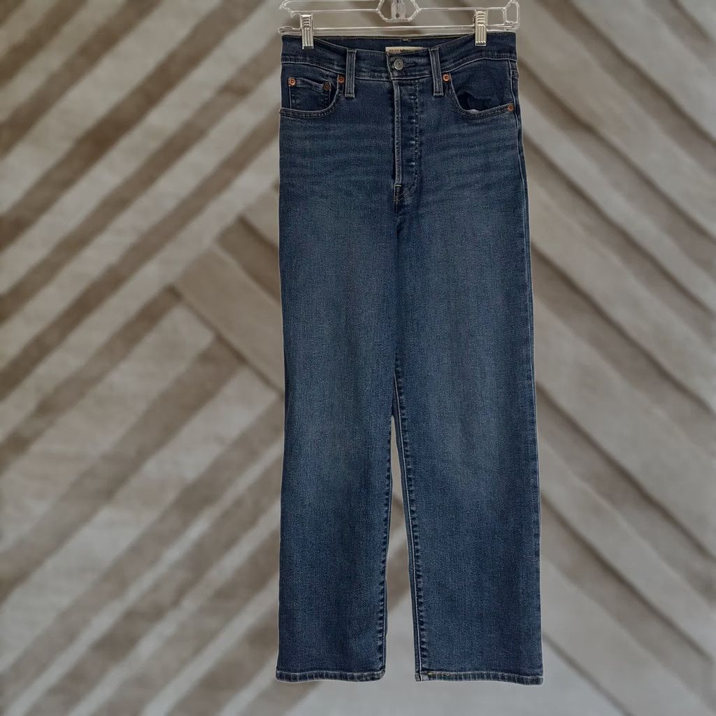 Vintage Levi's Ribcage Straight Ankle Jeans Medium Wash Button Fly Women 25 Size 42" / US 20 - 1 Thumbnail