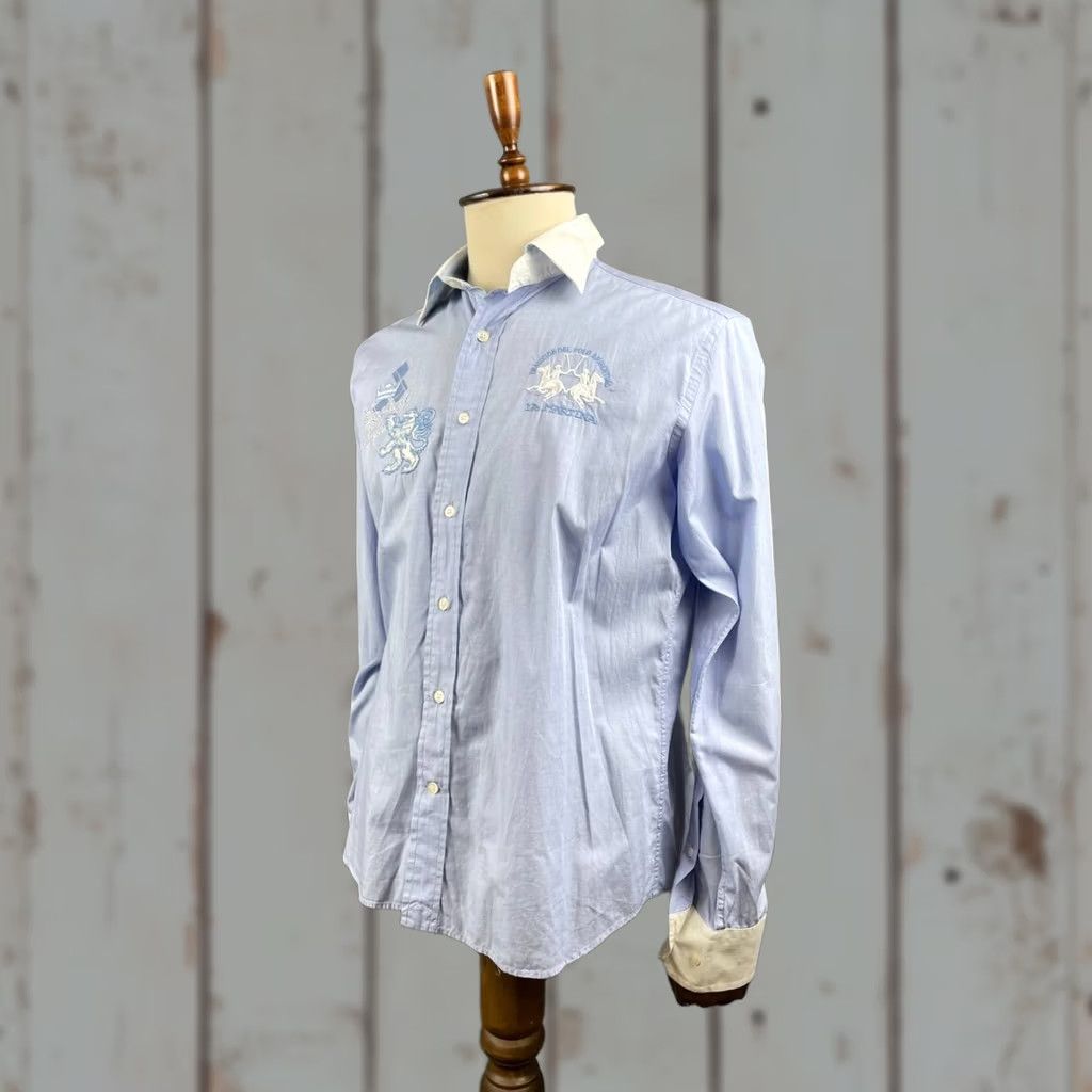 La Martina La Martina Blue Regular-Fit Casual Shirt M Button-Up Long Sleeve Embroidered Cotton Mens Size US M / EU 48-50 / 2 - 1 Thumbnail