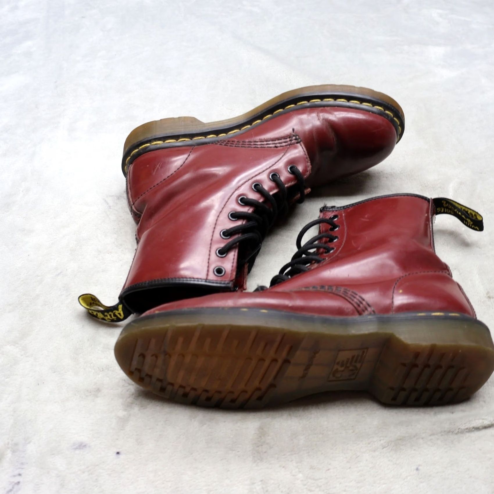 Dr. Martens Dr. Martens Combat Boots Womens 8 Red Leather Lace Up Classic Casual Size US 9 / IT 39 - 7 Thumbnail