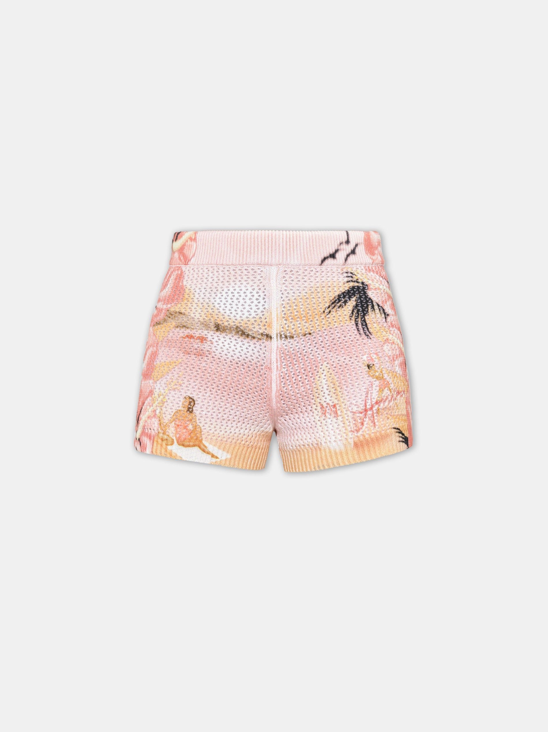 o1orln1025 Paradise Crochet Short in Multicolor