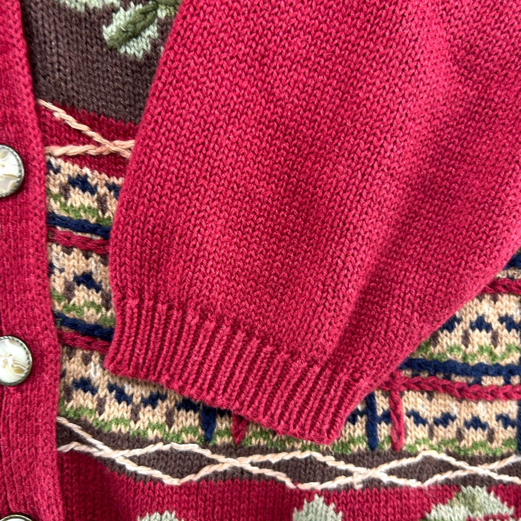 Jantzen VINTAGE Jantzen Sweater Cardigan Womens L Red Embroidered Cable-Knit Crew Neck Long Sleeve Autumn 90s Womens Size L / US 10 / IT 46 - 5 Thumbnail
