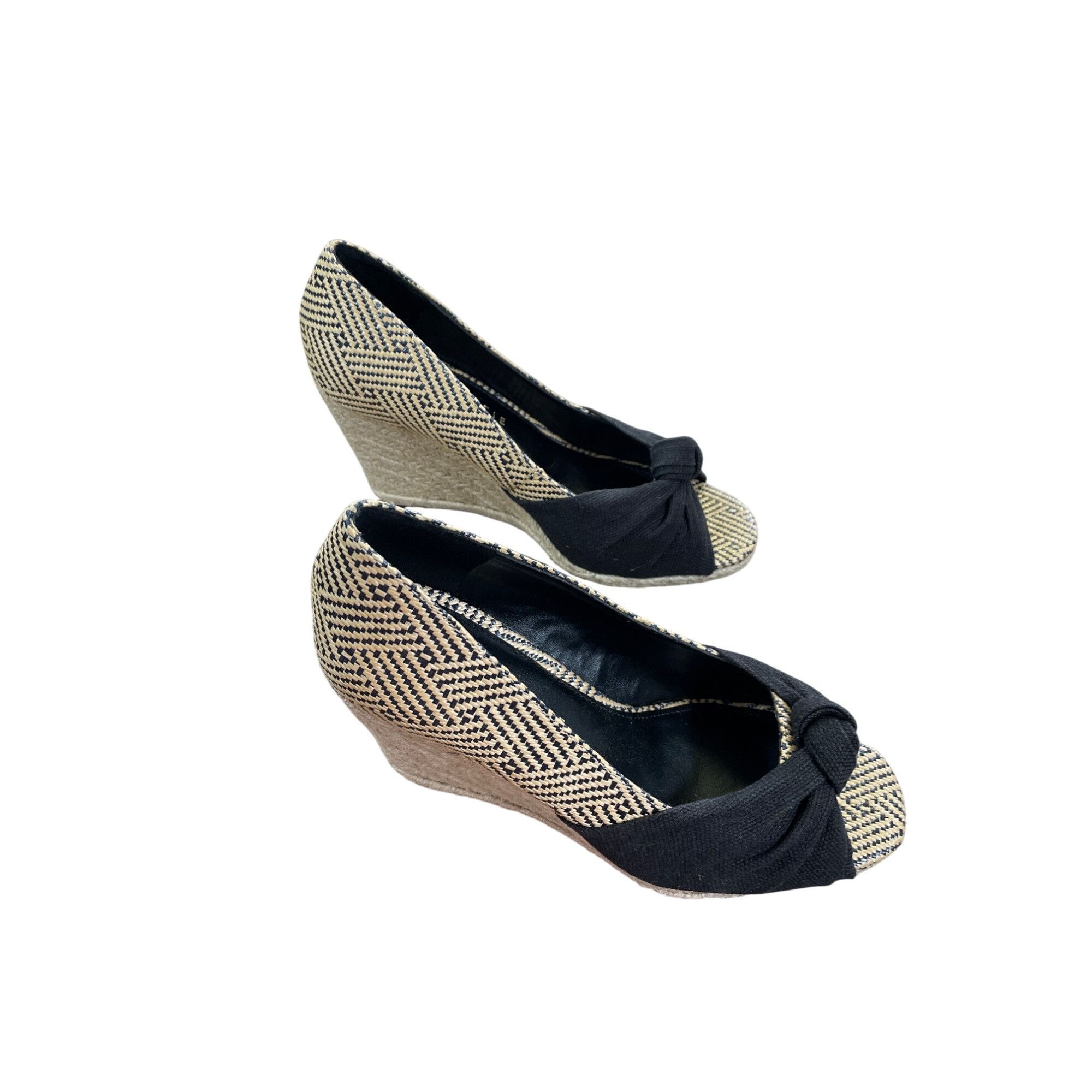 Other Kelly & Katie Black Beige brown PeepToe Wedge Heels Size 6M Size US 6 / IT 36 - 3 Thumbnail