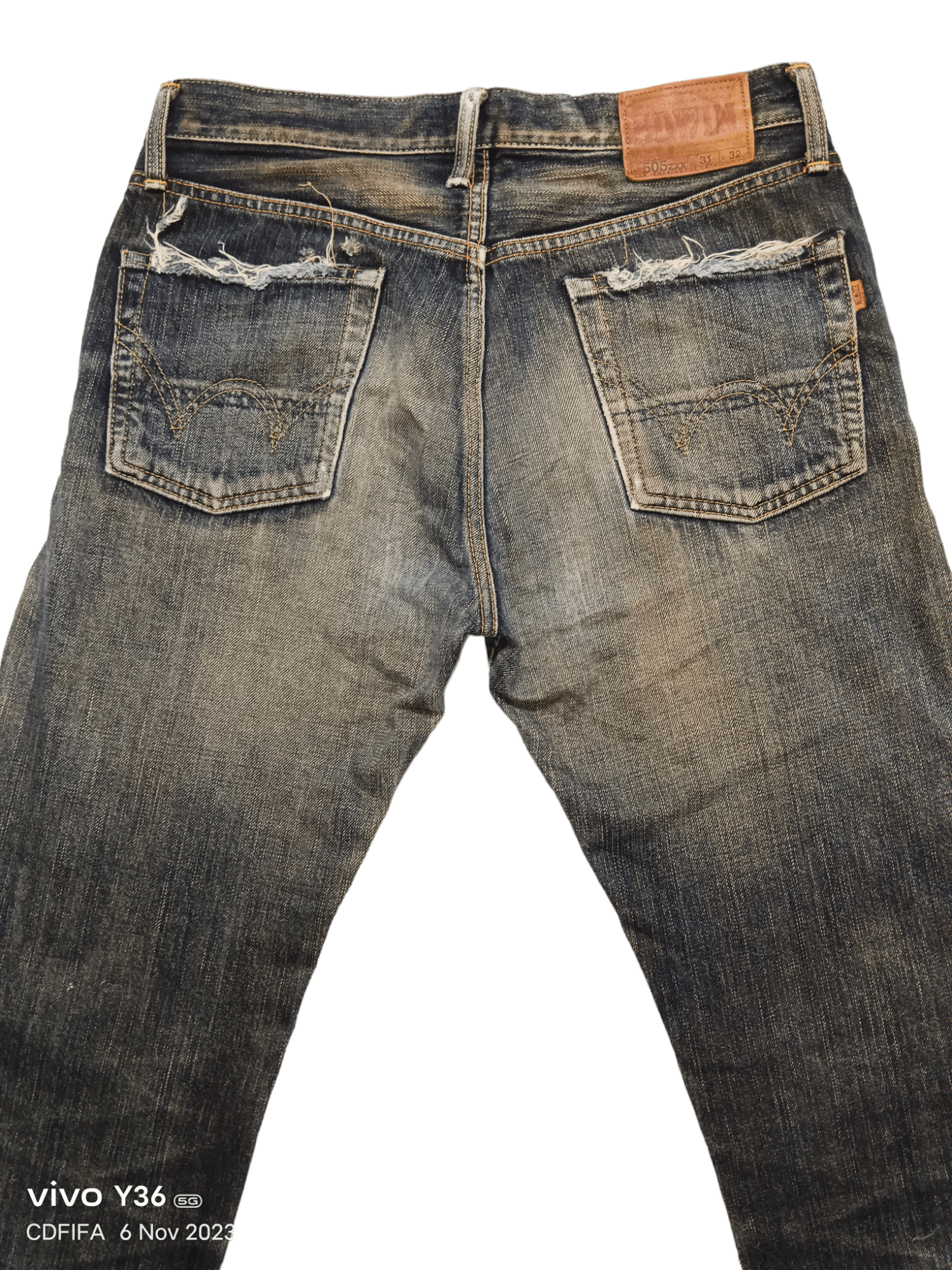 Edwin 💥 Selvedge 💥 Edwin 505 ZXX Distressed Denim Size US 31 - 4 Thumbnail