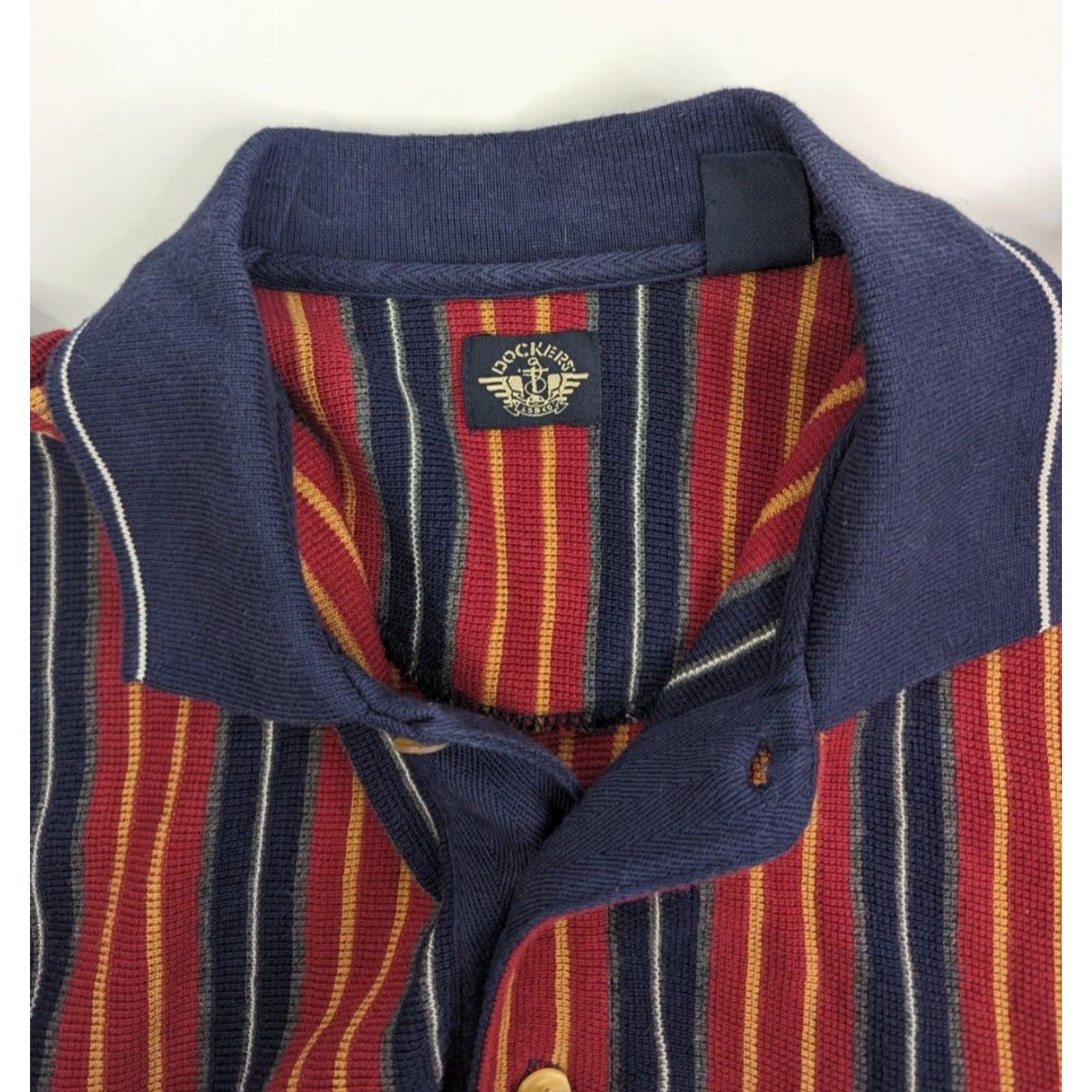 Dockers VINTAGE Dockers Polo Shirt Striped 90s Red L Mens Long Sleeve Casual College University Rugby Made In USA Size US L / EU 52-54 / 3 - 7 Thumbnail