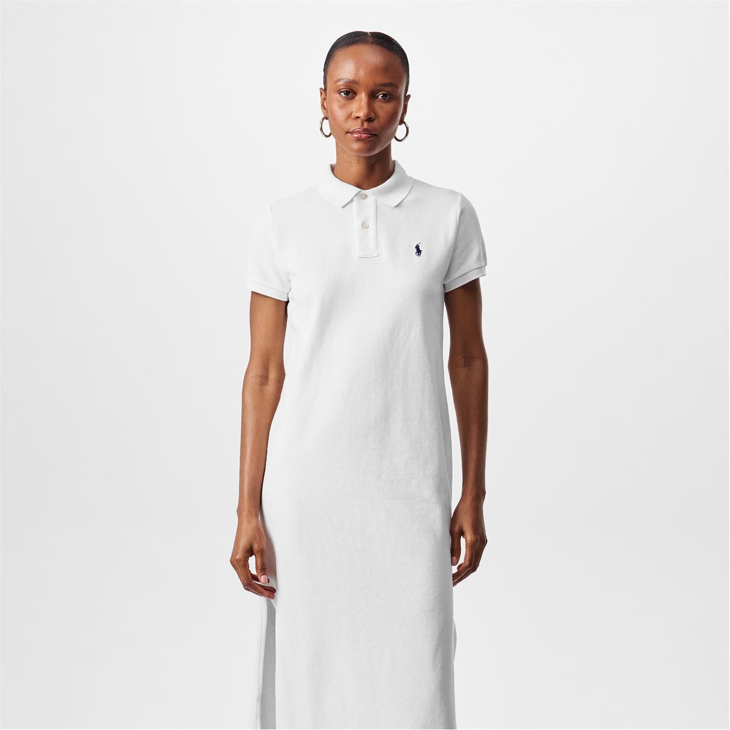 Polo Ralph Lauren o1g2r1mq0825 Stretch-Cotton Sleeveless Polo Dress in White Size L / US 10 / IT 46 - 3 Thumbnail