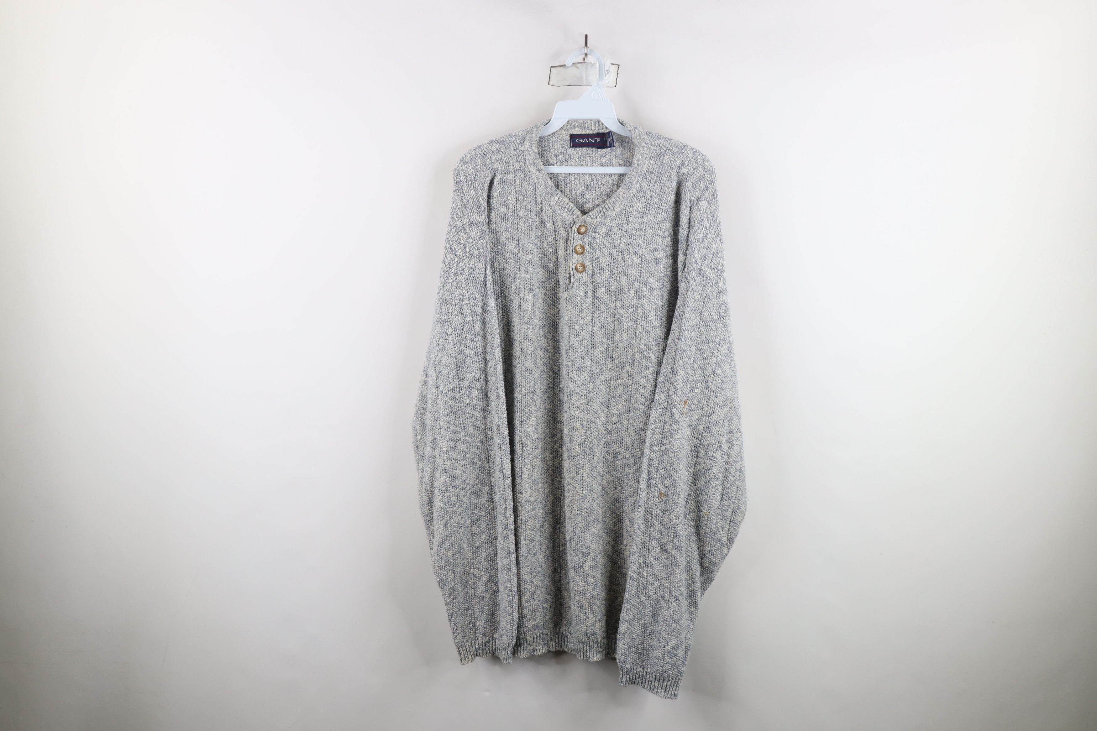 Vintage Vintage 90s Streetwear Blank Thermal Knit Henley Sweater USA Size US M / EU 48-50 / 2 - 1 Thumbnail