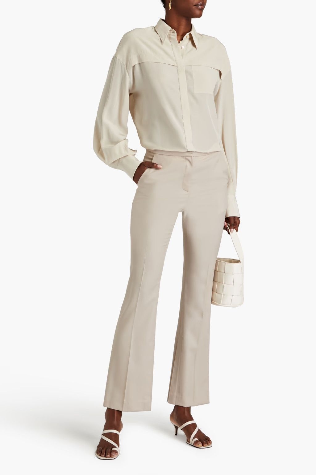 Brunello Cucinelli o1y0725 Silk Shirt in Beige Size XS / US 0-2 / IT 36-38 - 2 Thumbnail