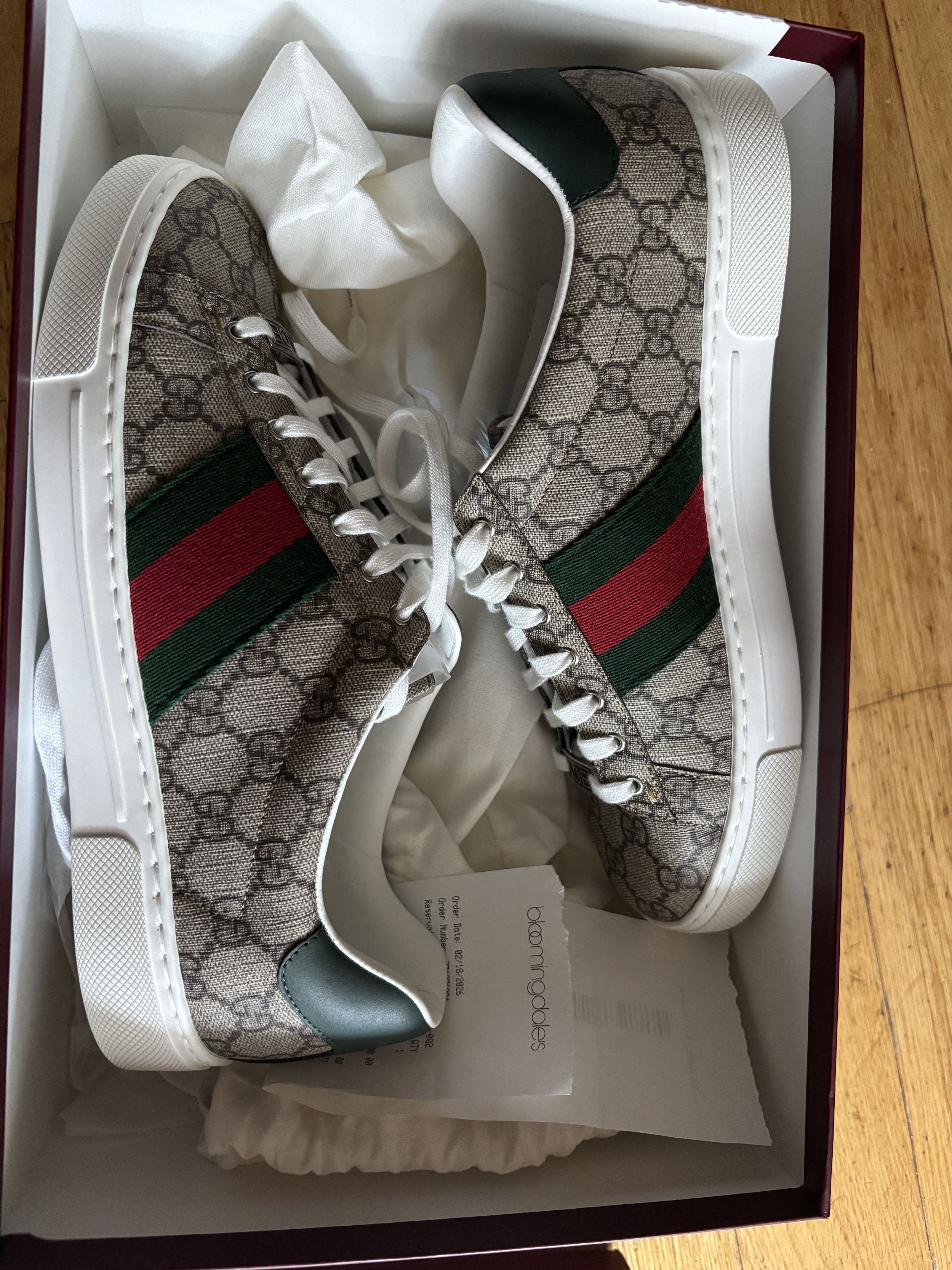 Gucci Men's Ace Canvas and Leather Sneakers Size US 9 / IT 39 - 3 Thumbnail