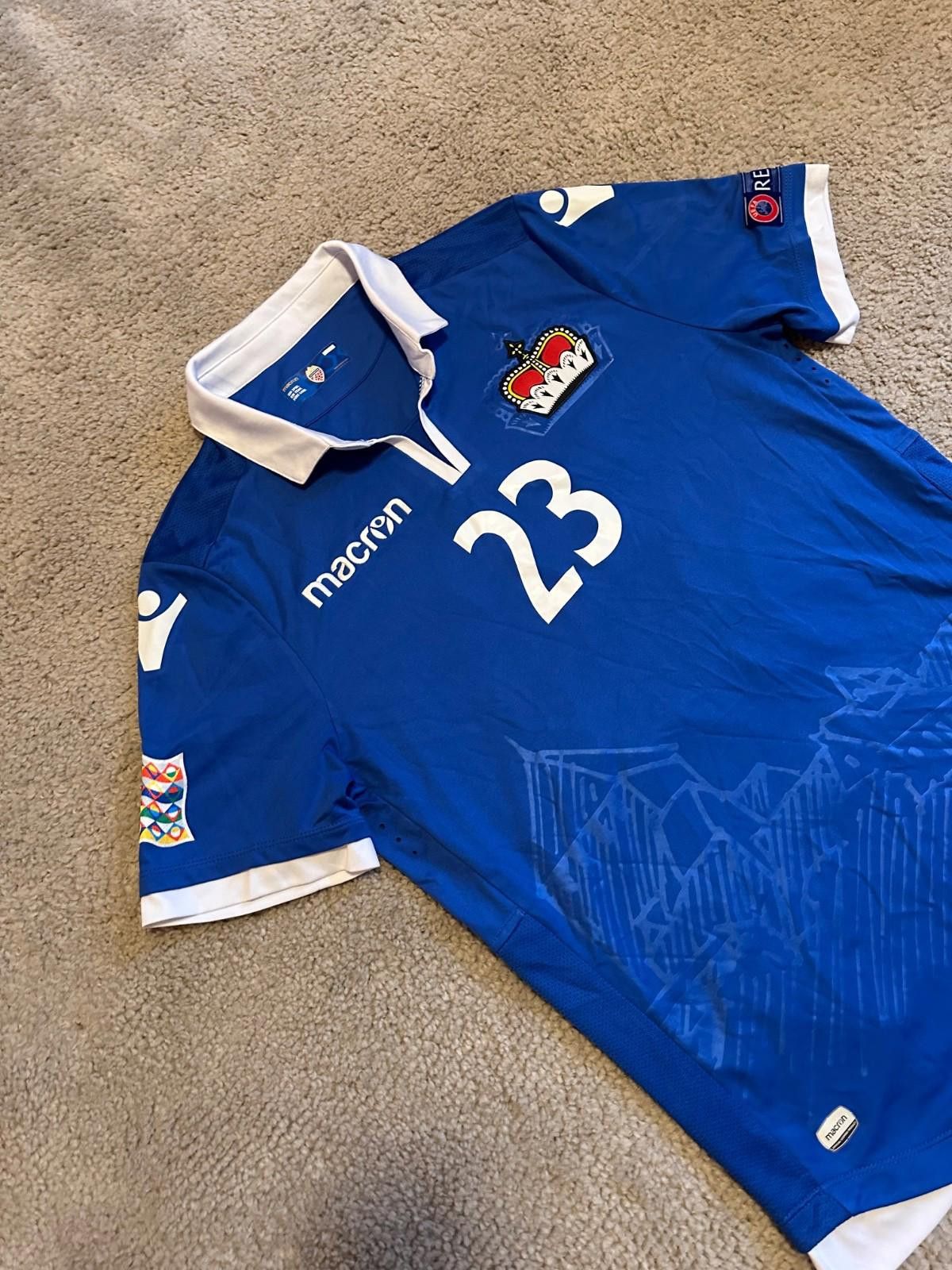 Macron LICHTENSTEIN 2018 2019 SHIRT JERSEY L MATCH WORN #23 HOFER Size US L / EU 52-54 / 3 - 3 Thumbnail