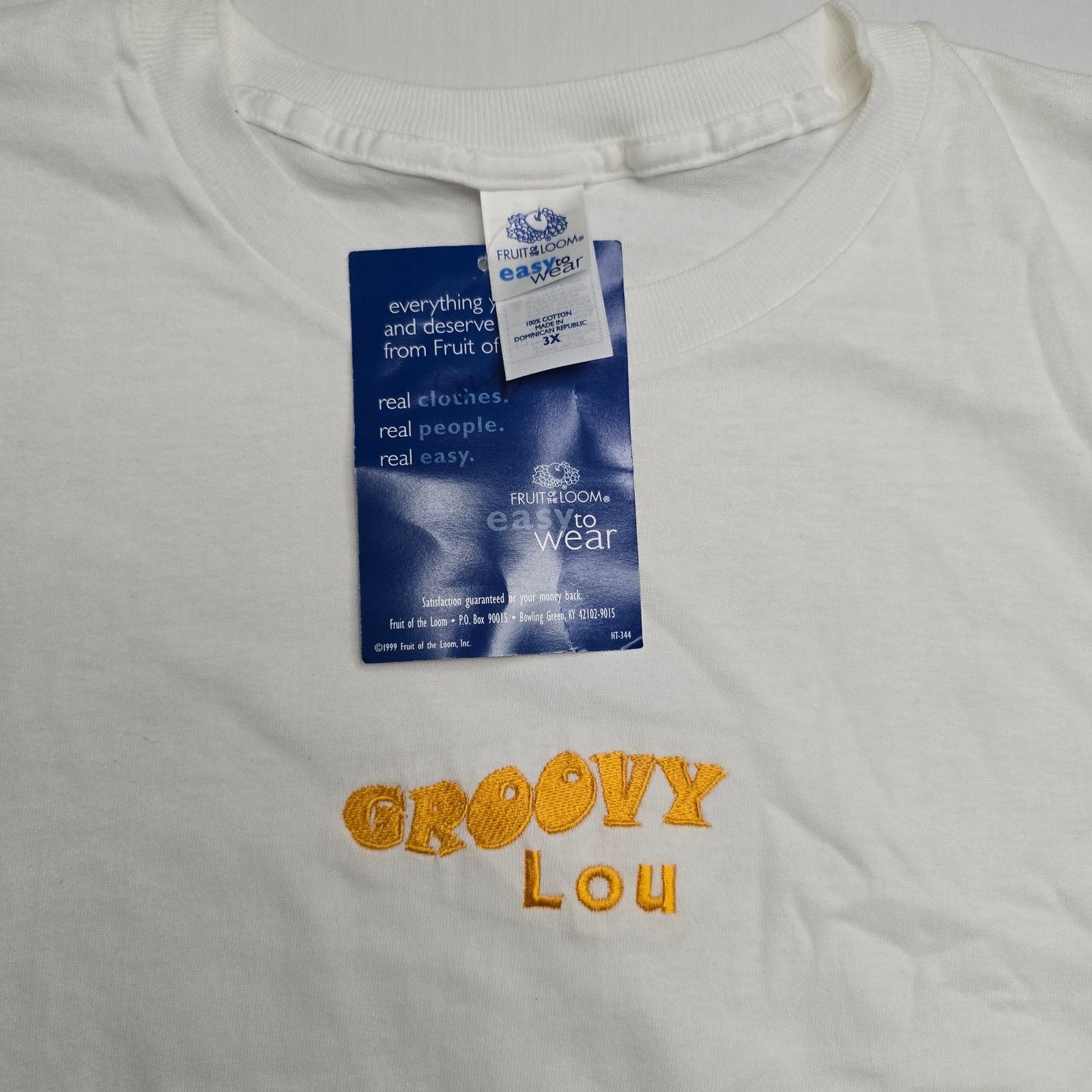Hanes Hawaii Shirt Groovy Lou Embroidered White 3XL Hawaiin Tee Size US XXL / EU 58 / 5 - 4 Thumbnail